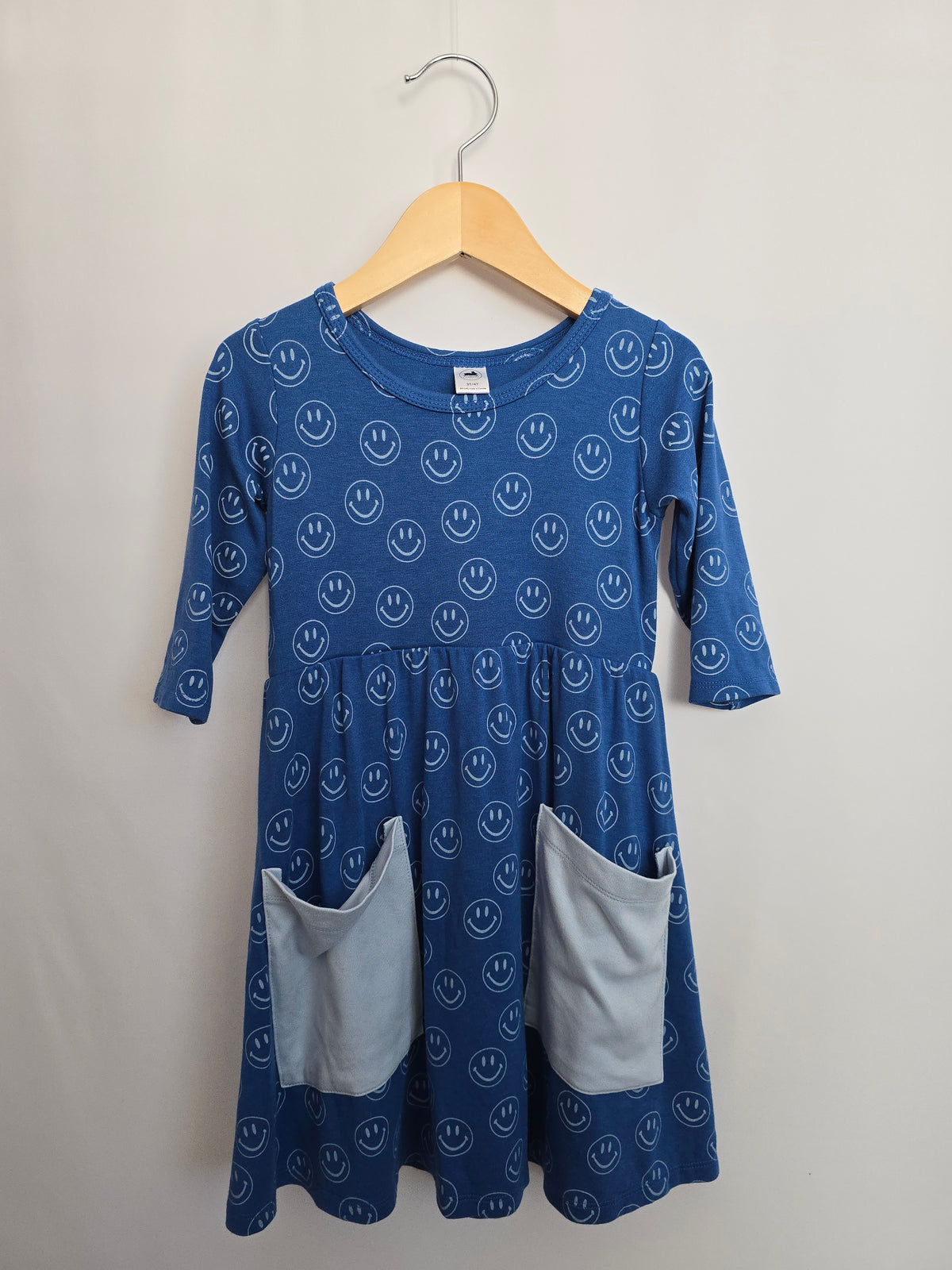Little & Lively Blue Smiley Pocket Dress • 3-4 years