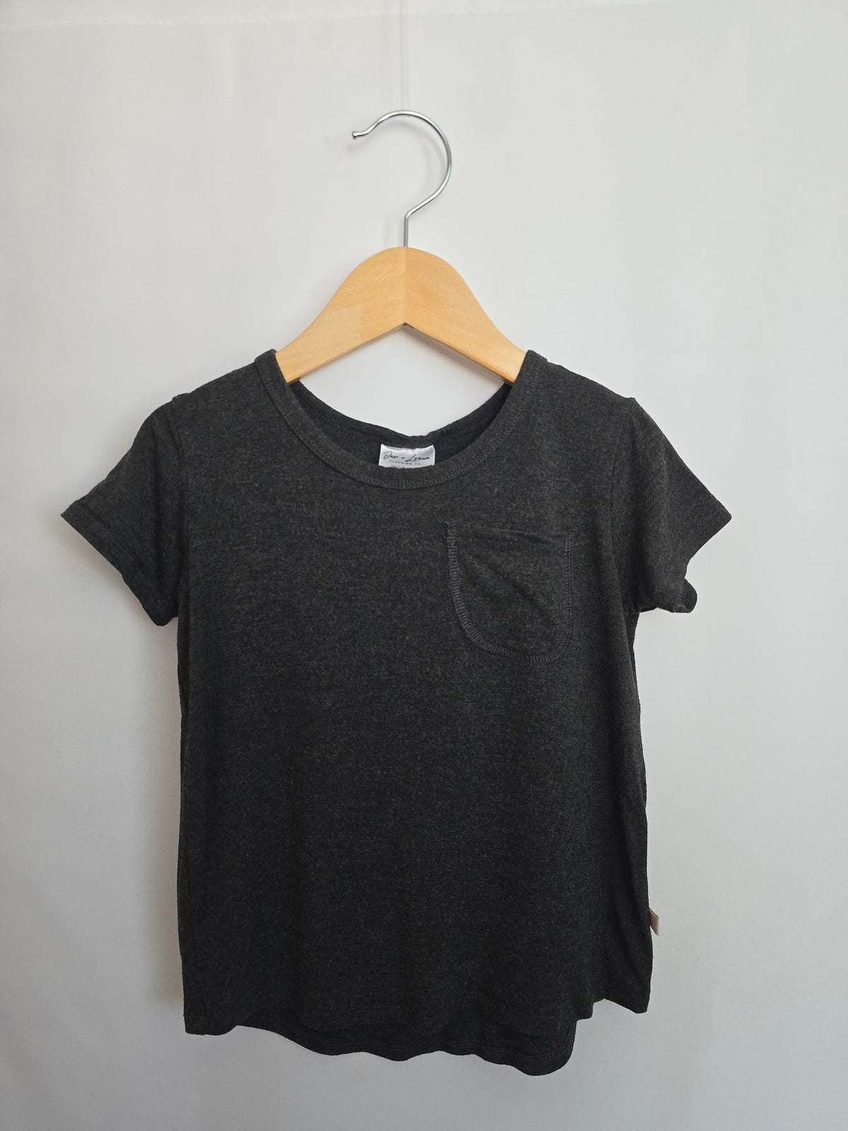 Jax & Lennon Pocket Tee Charcoal • 2-3 years