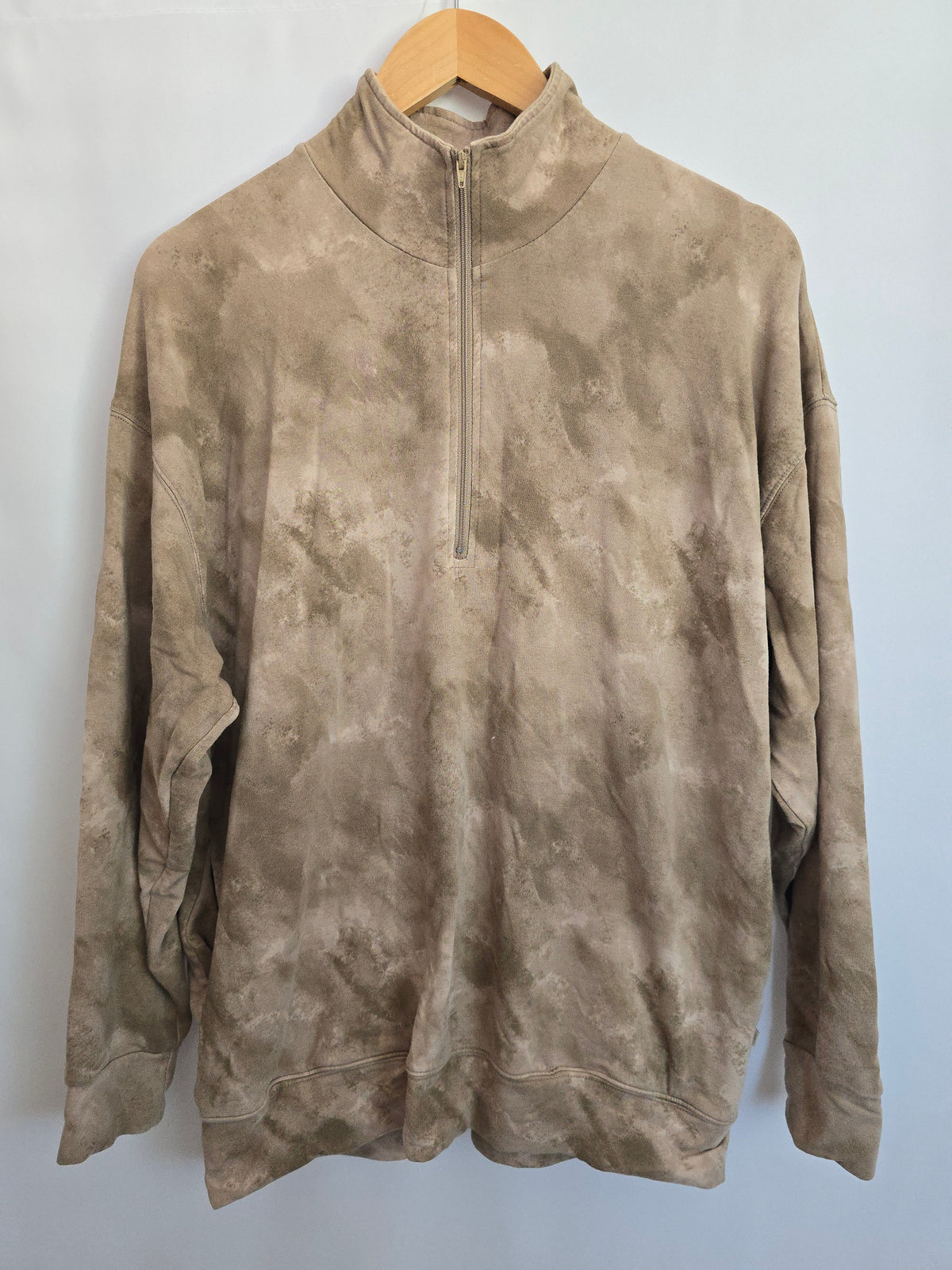 Jax & Lennon Tan Stonewash 1/4 Zip Sweater • Small