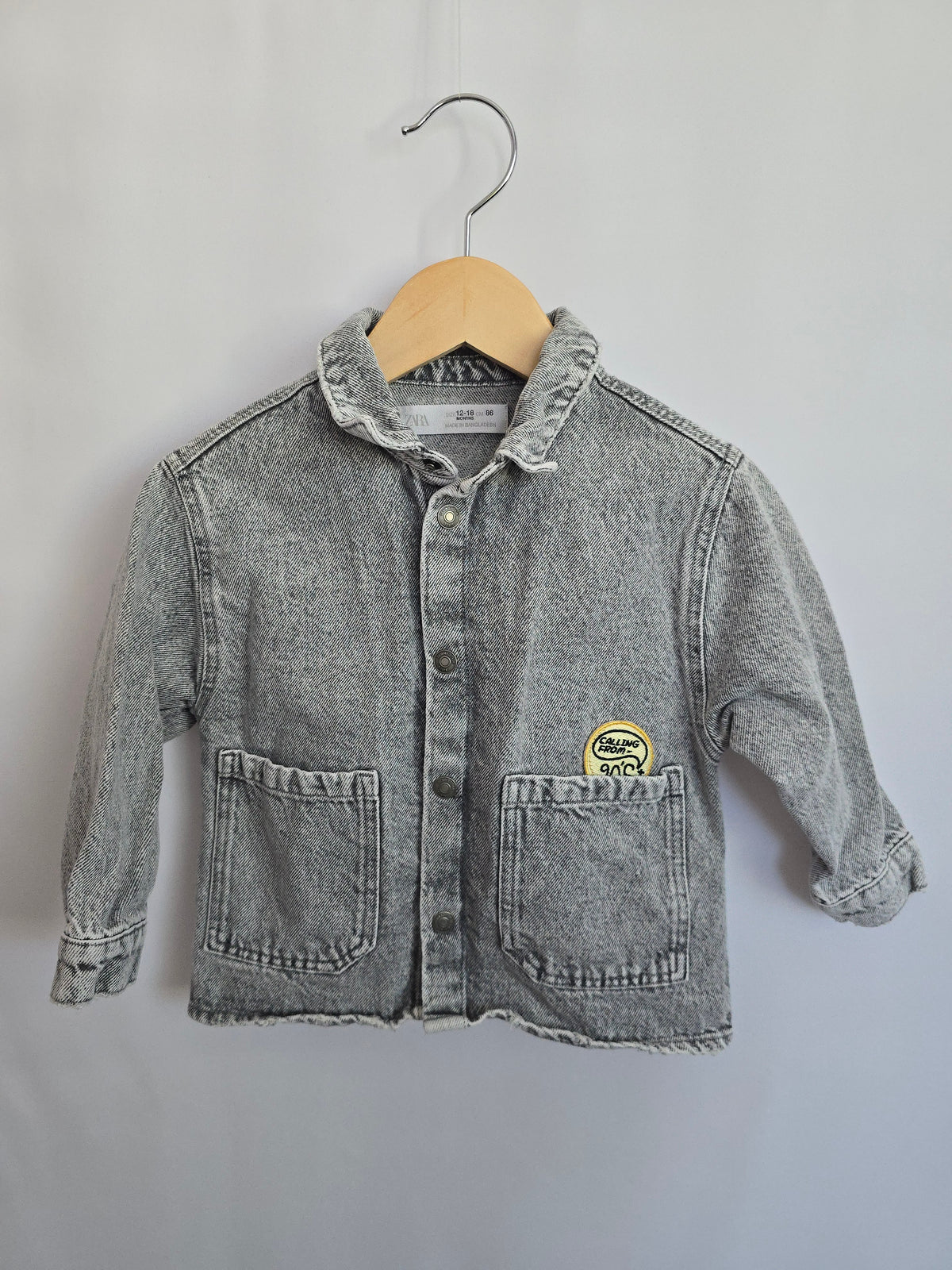 Zara Grey Wash Denim Shacket • 12-18 months