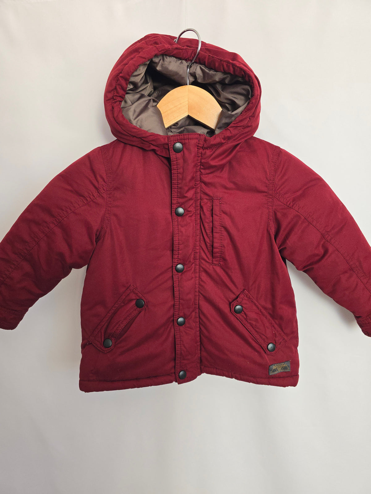 Zara BabyBoy Cranberry Puff Coat • 2-3 years