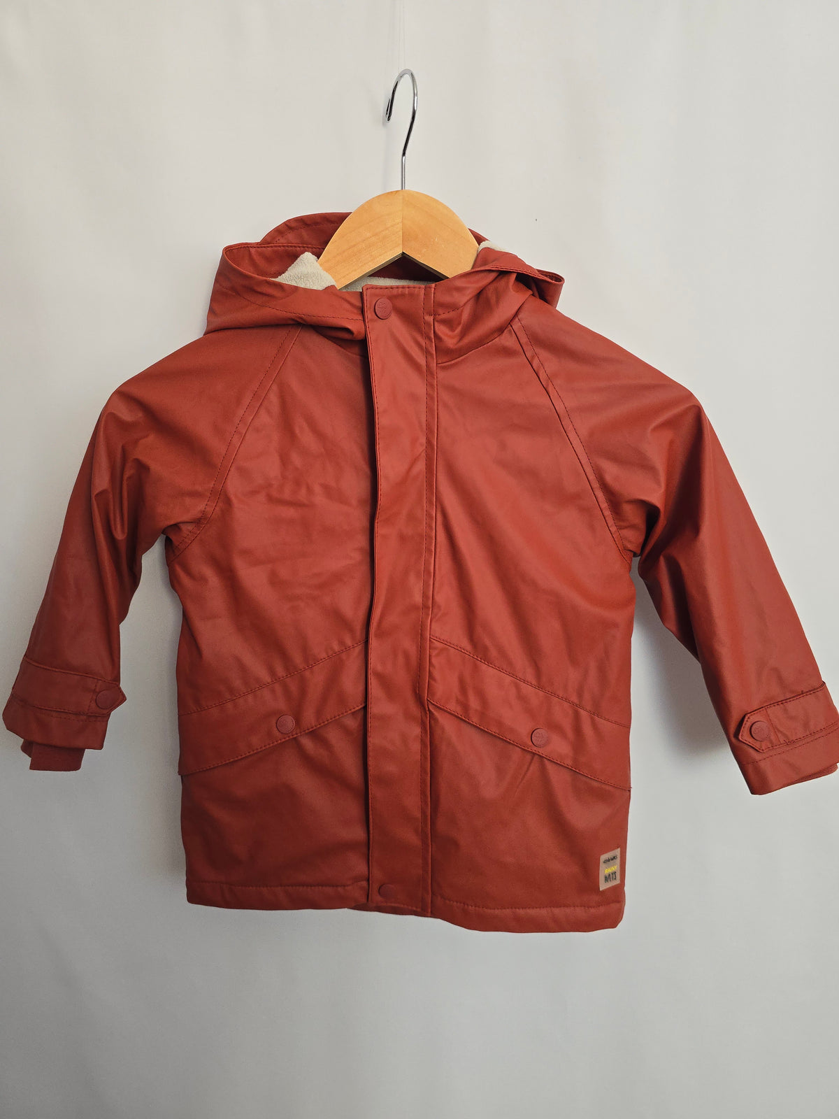 Zara Rust Fleece Lined Rain Jacket • 3-4 years
