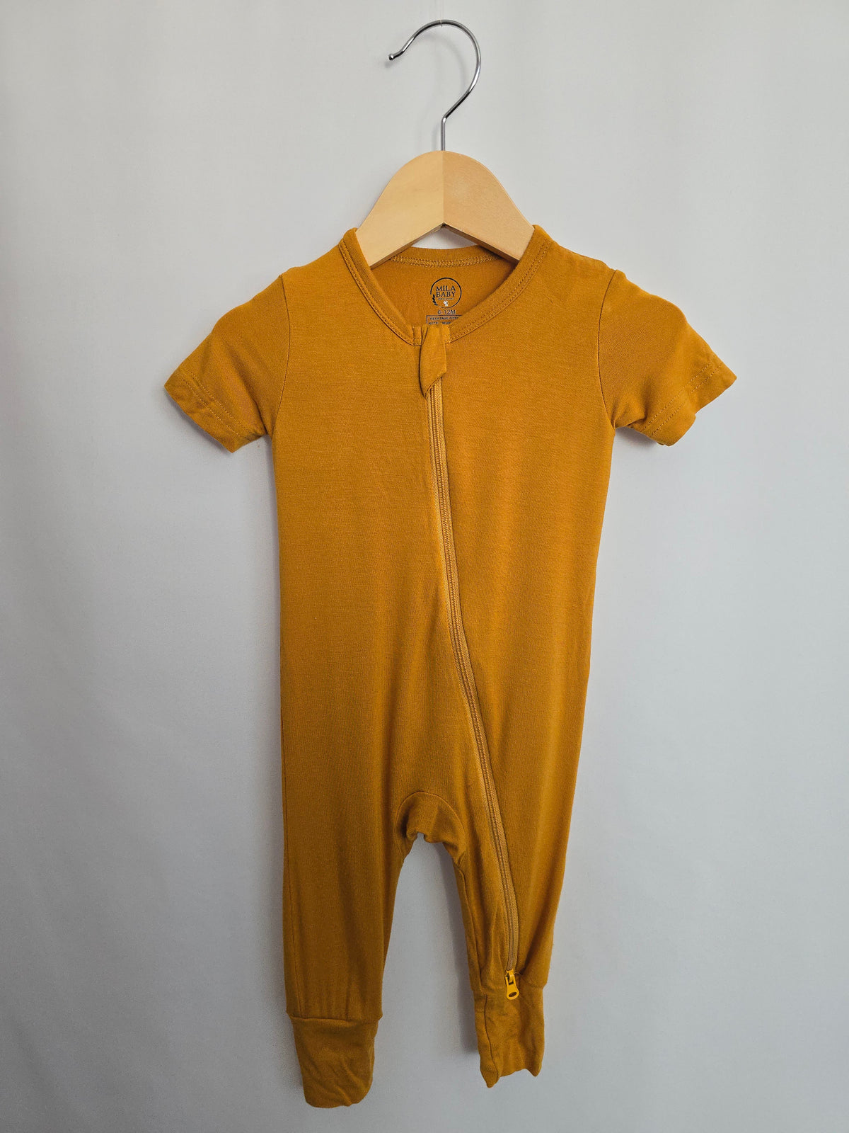 PLAY Mila Baby Bamboo Golden Zip Romper • 6-12 months