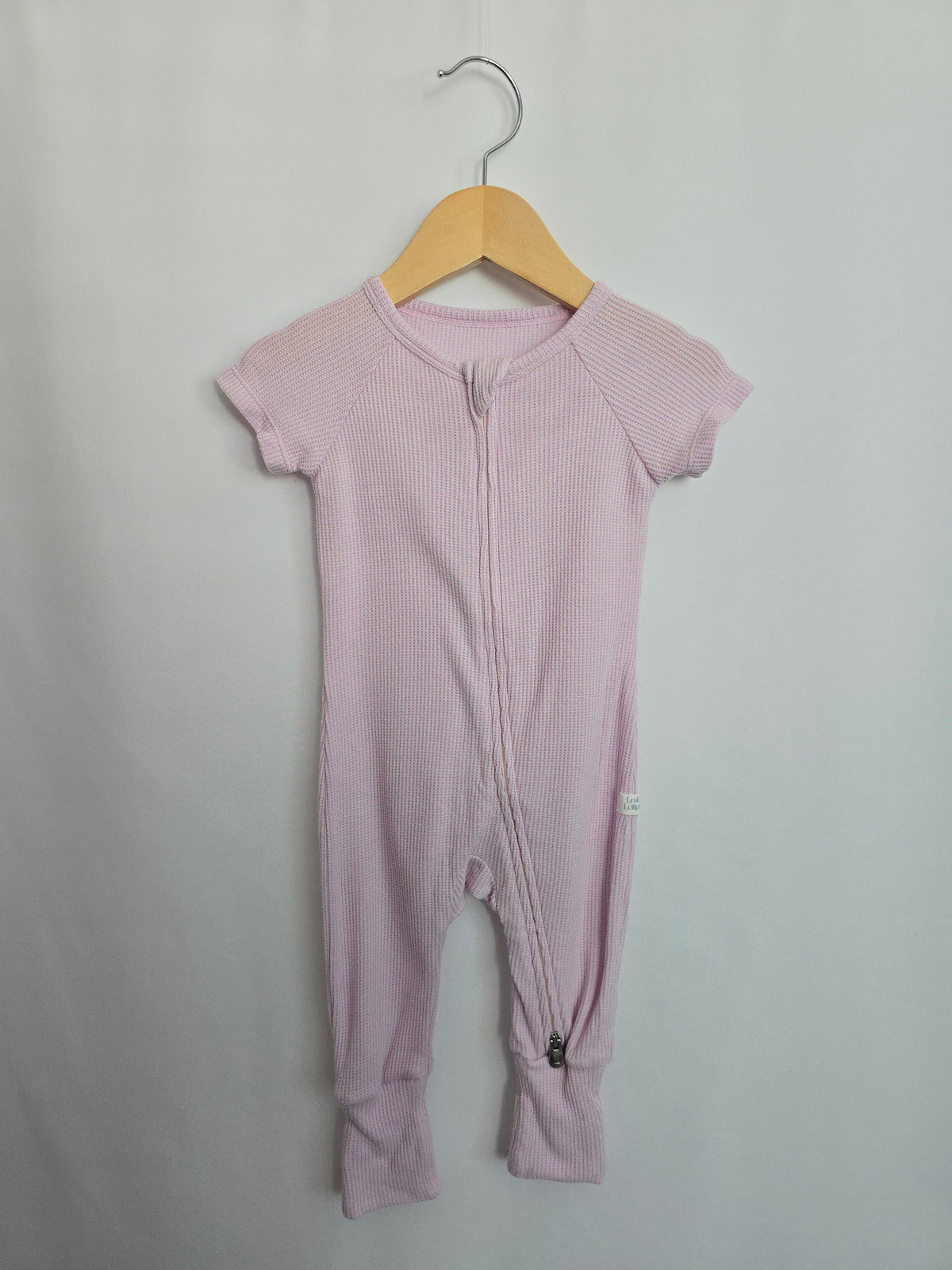 PLAY Loulou Lollipop Light Pink Waffle Zip Romper • 3-6 months