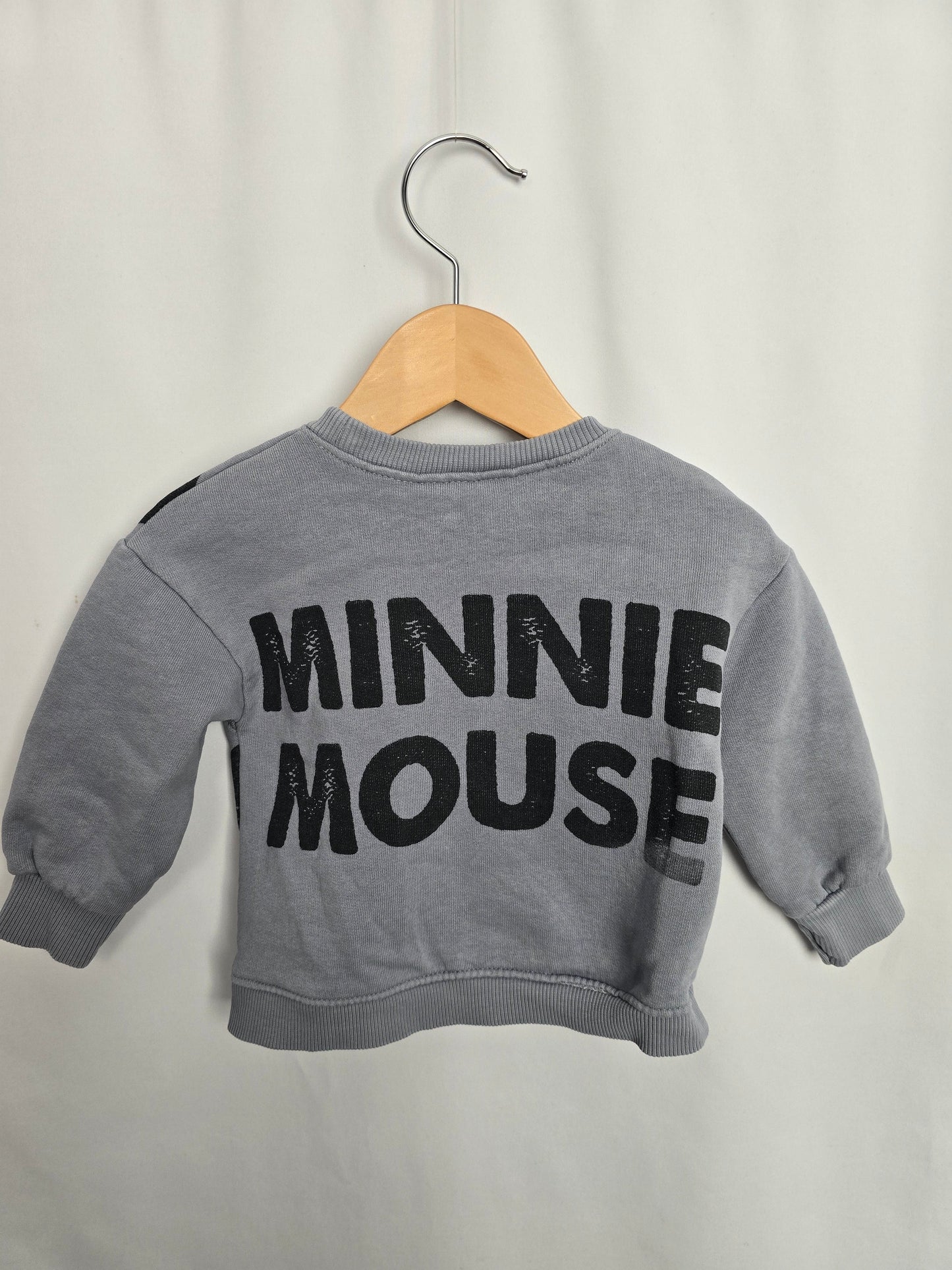 Zara Blue Minnie Mouse Crewneck • 3-6 months