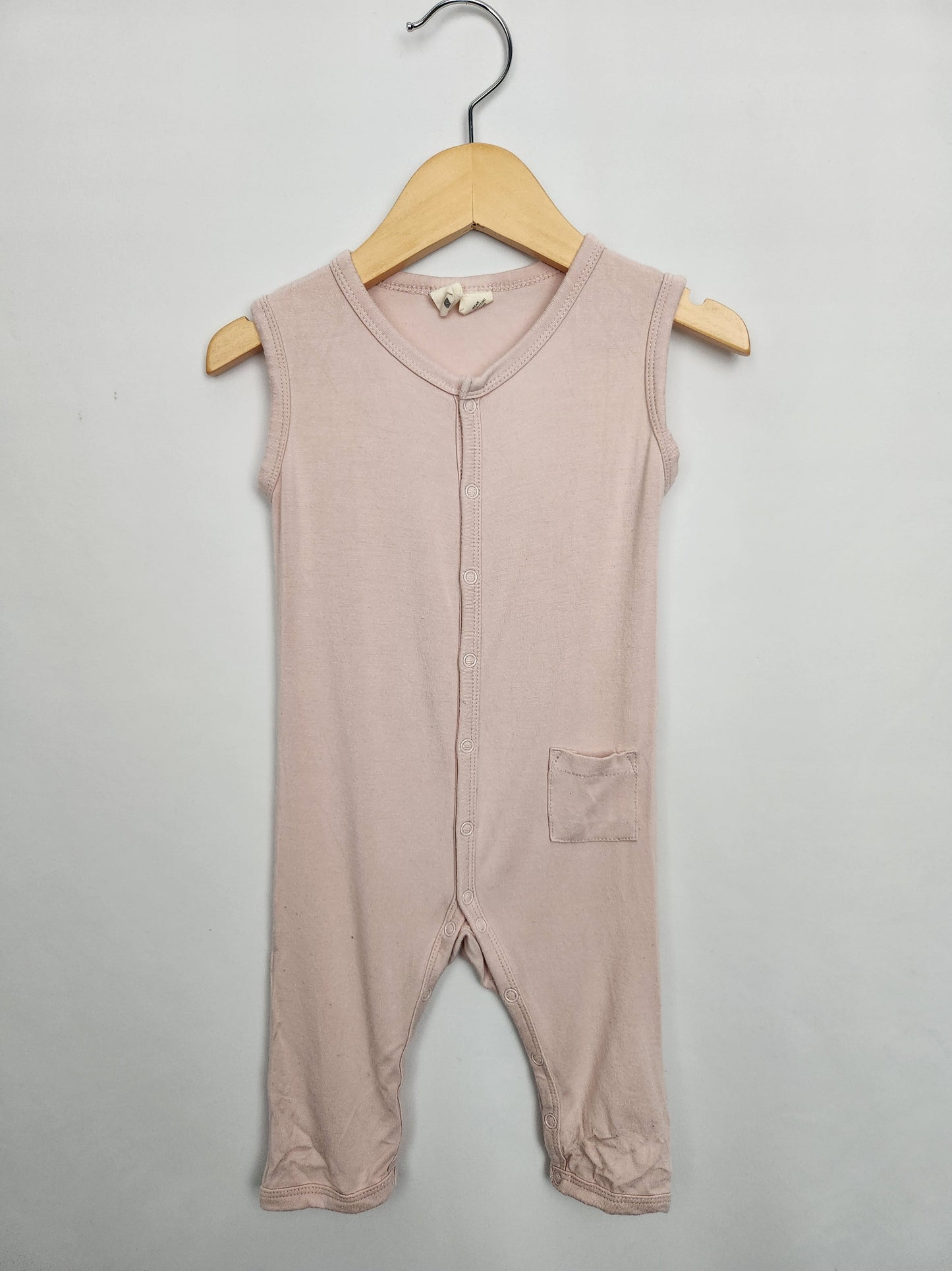 Kyte Blush Sleeveless Snap Romper • 12-18 months