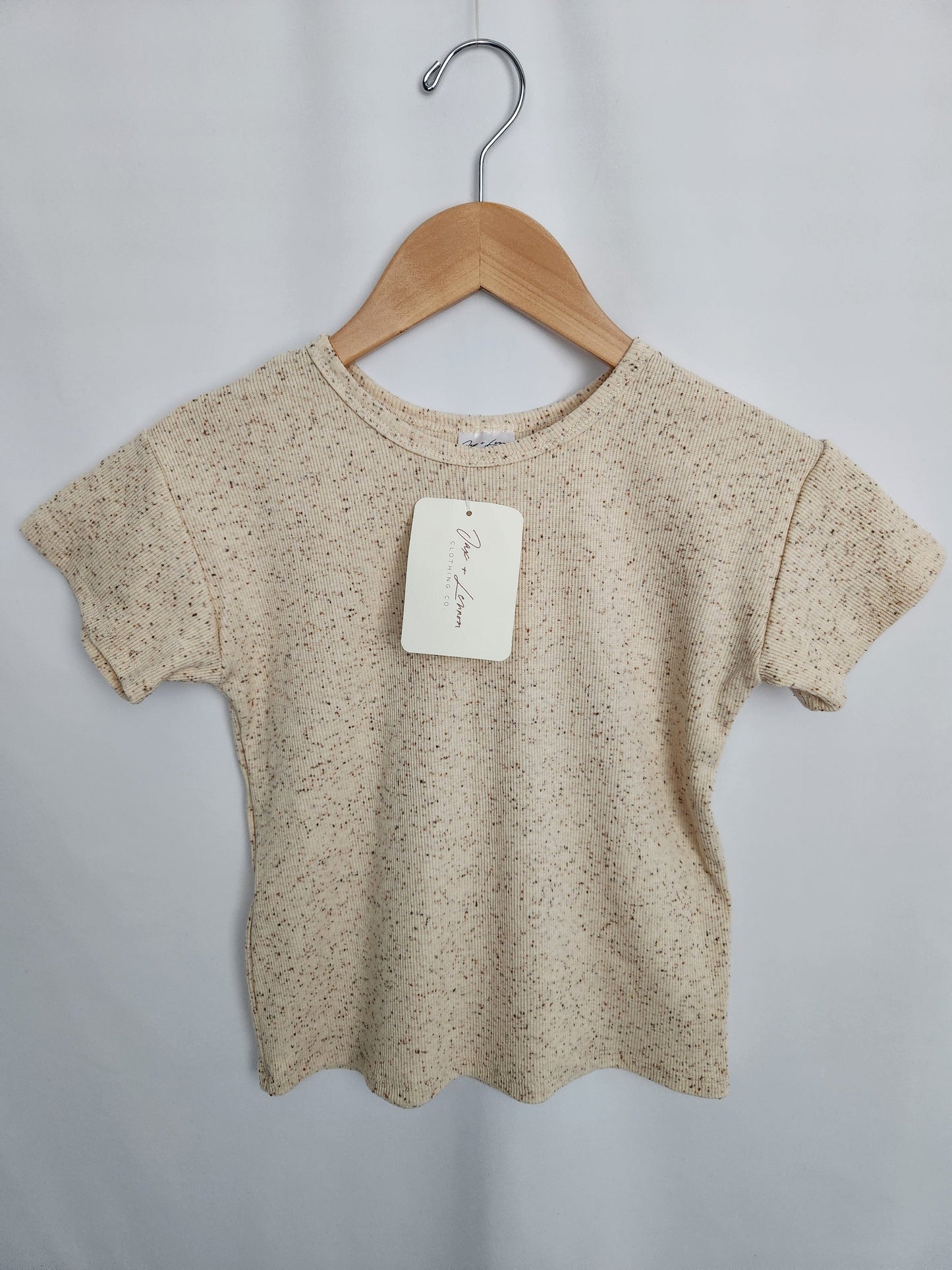 NEW Jax & Lennon Speckled Oat Boxy Tee • 3-4 years