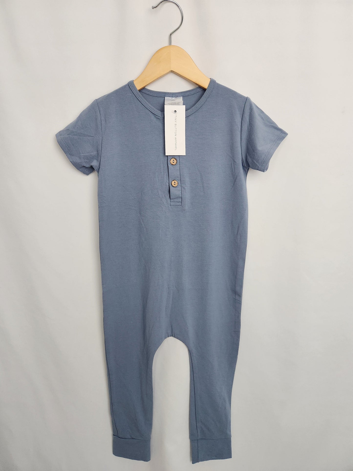 NEW Tiny Button Apparel Blue Button Down Romper • 2-3 years
