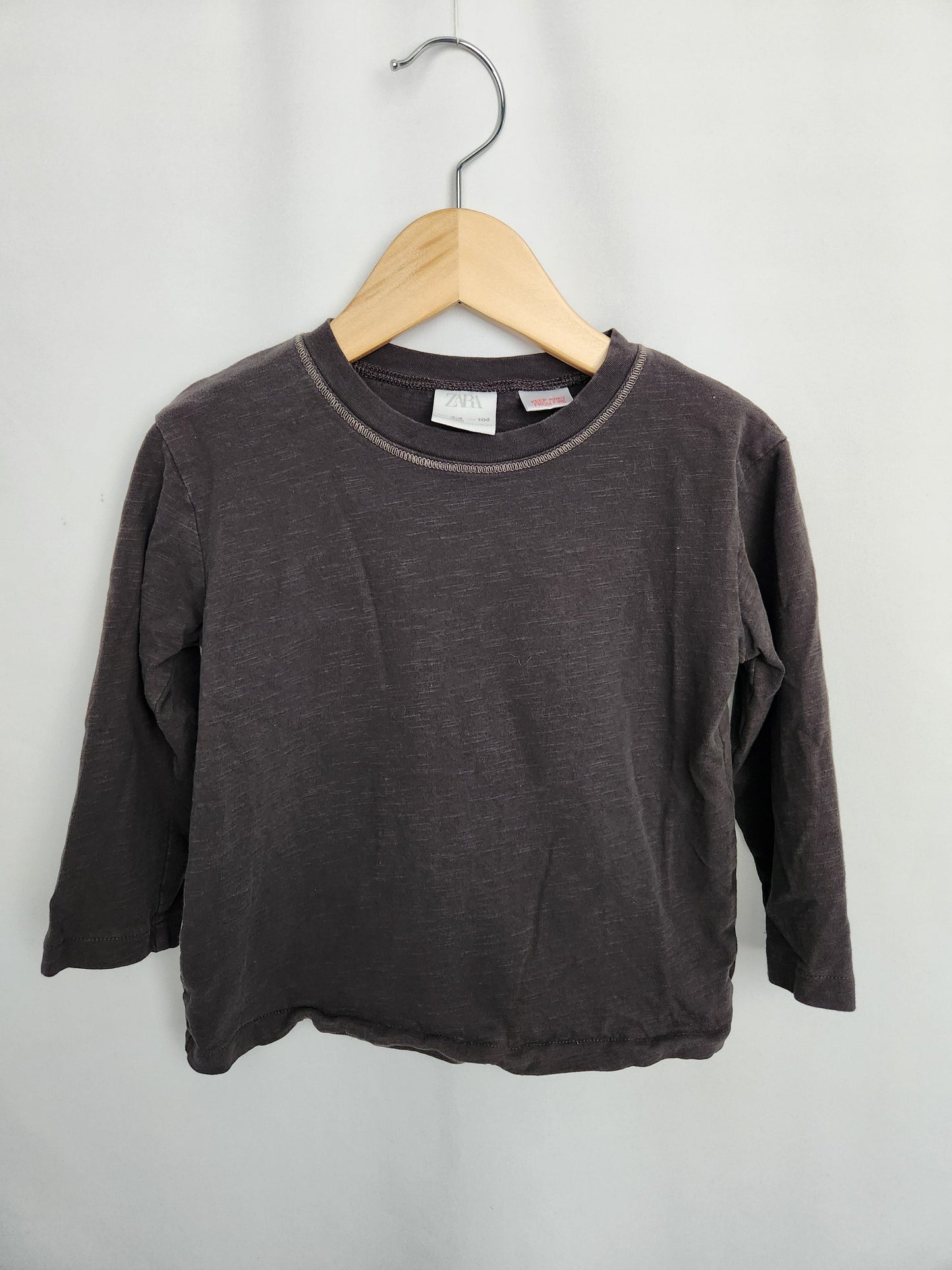 Zara Basics Charcoal Grey Long Sleeve Shirt • 3-4 years
