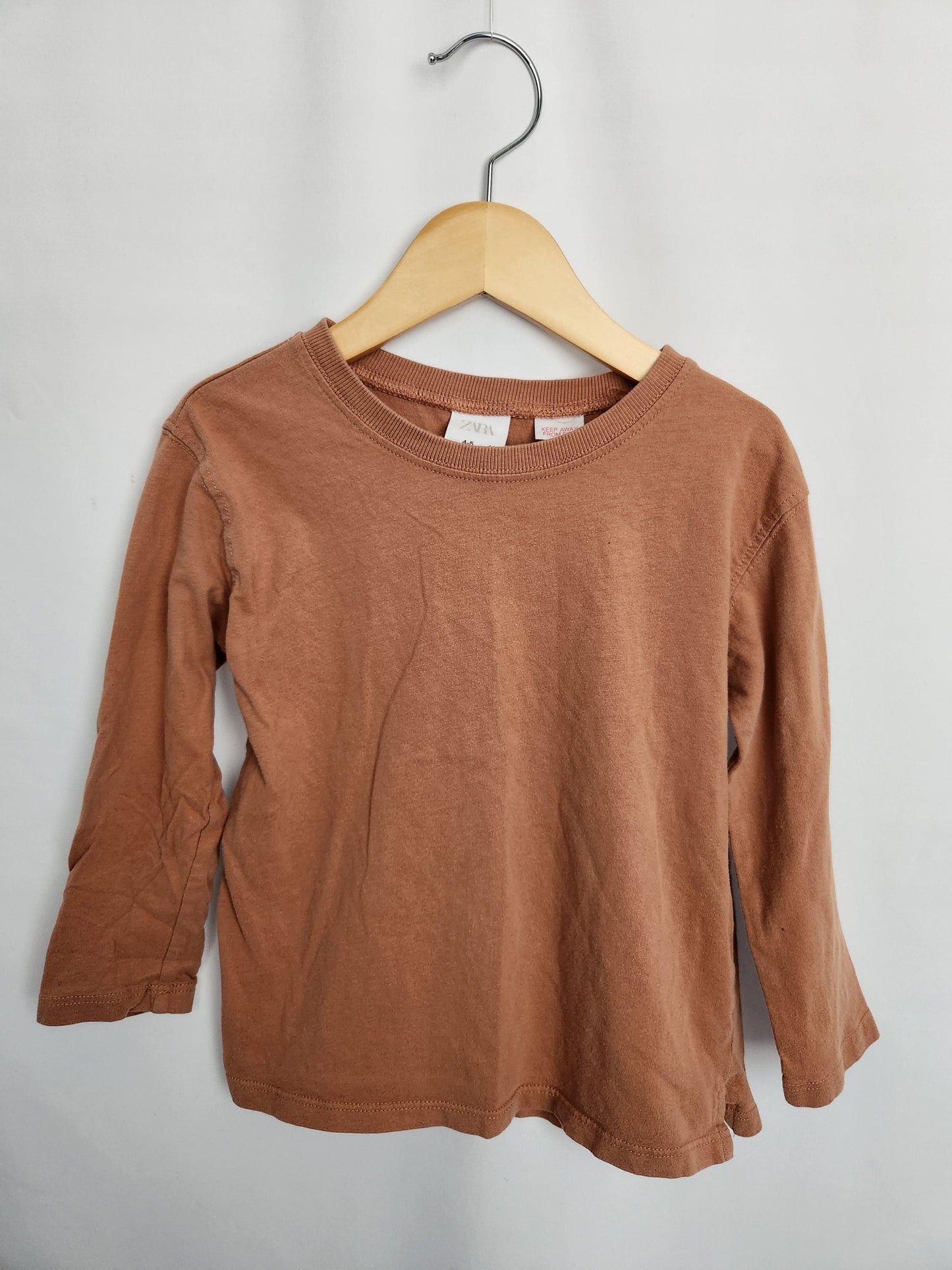 Zara Basics Burnt Orange Long Sleeve Shirt • 4-5 years