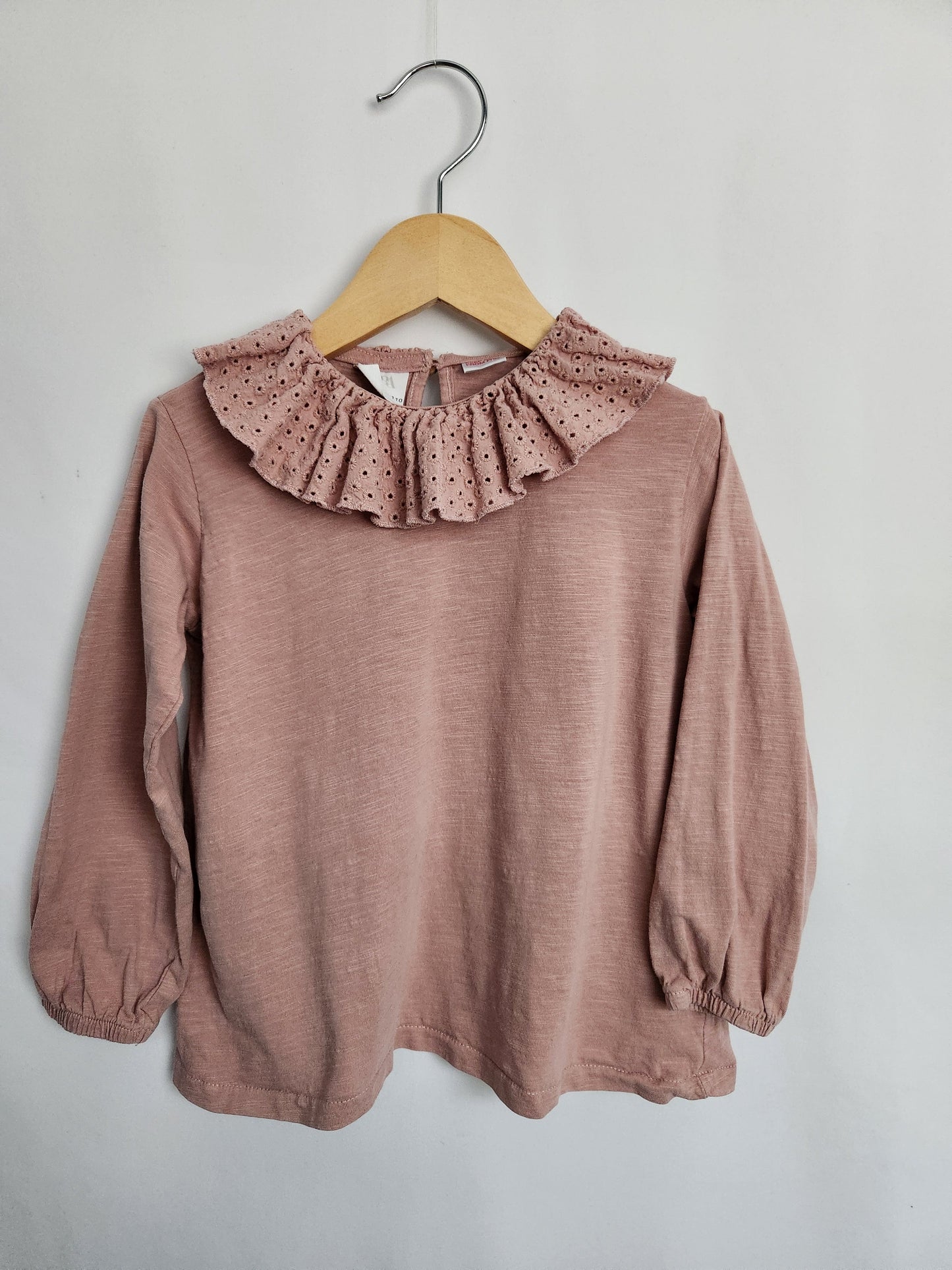 Zara Rose Eyelet Collared Shirt • 4-5 years