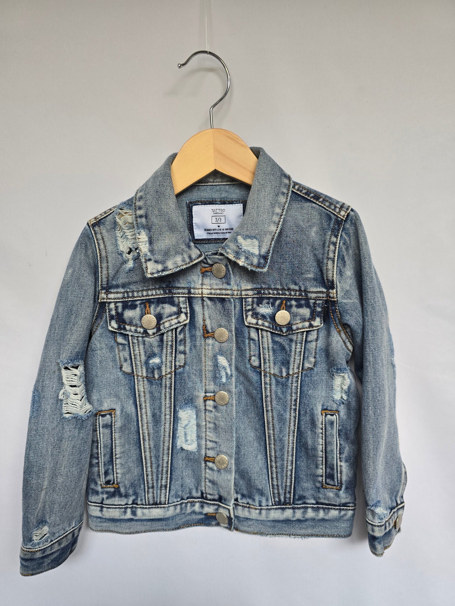 Tattrd Threads Distressed Denim Jacket • 2-3 years