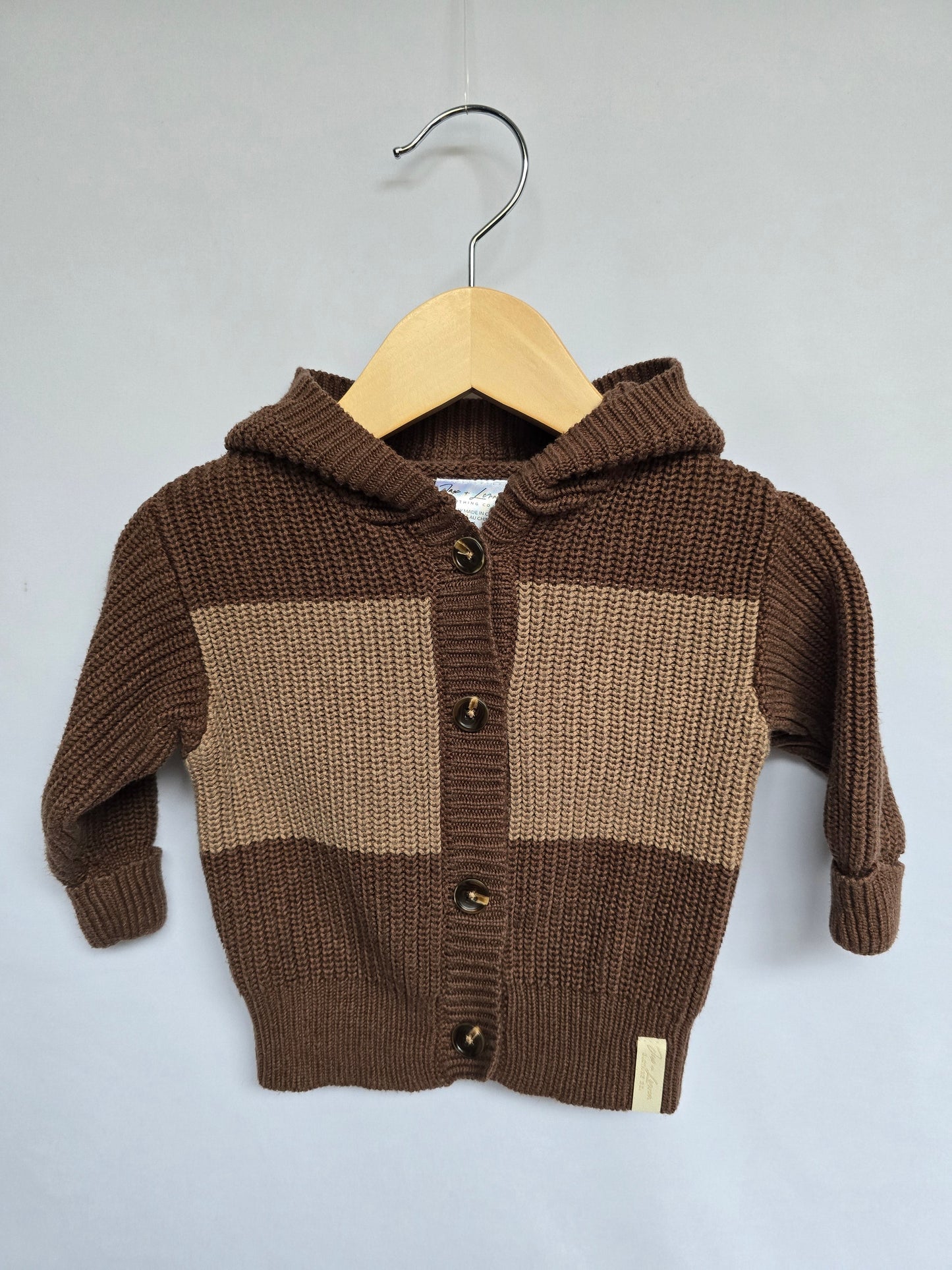 Jax & Lennon Brown Knit Cardigan • 0-12 months