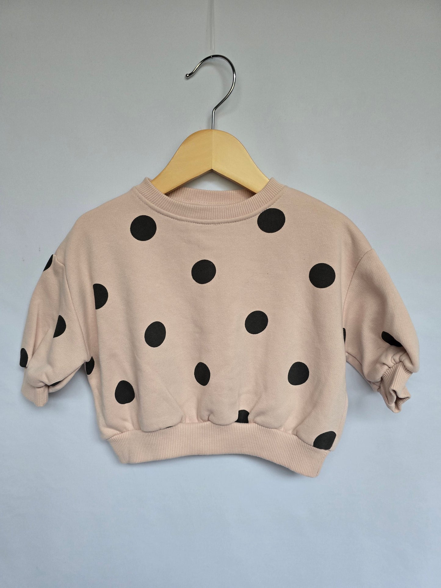 Zara Pink Polkadot Sweatshirt • 3-6 months