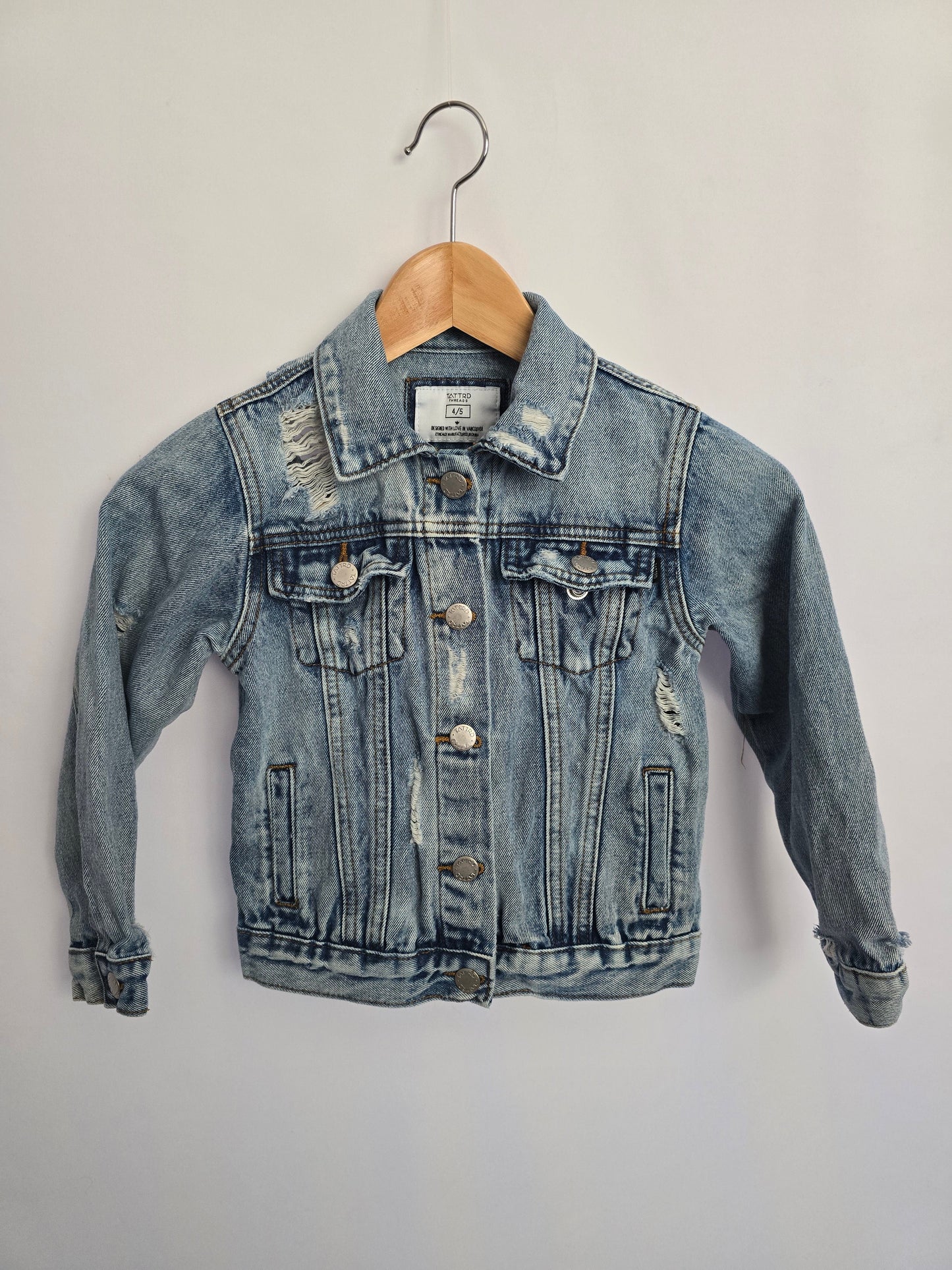 Tattrd Threads Distressed Denim Jacket • 4-5 years