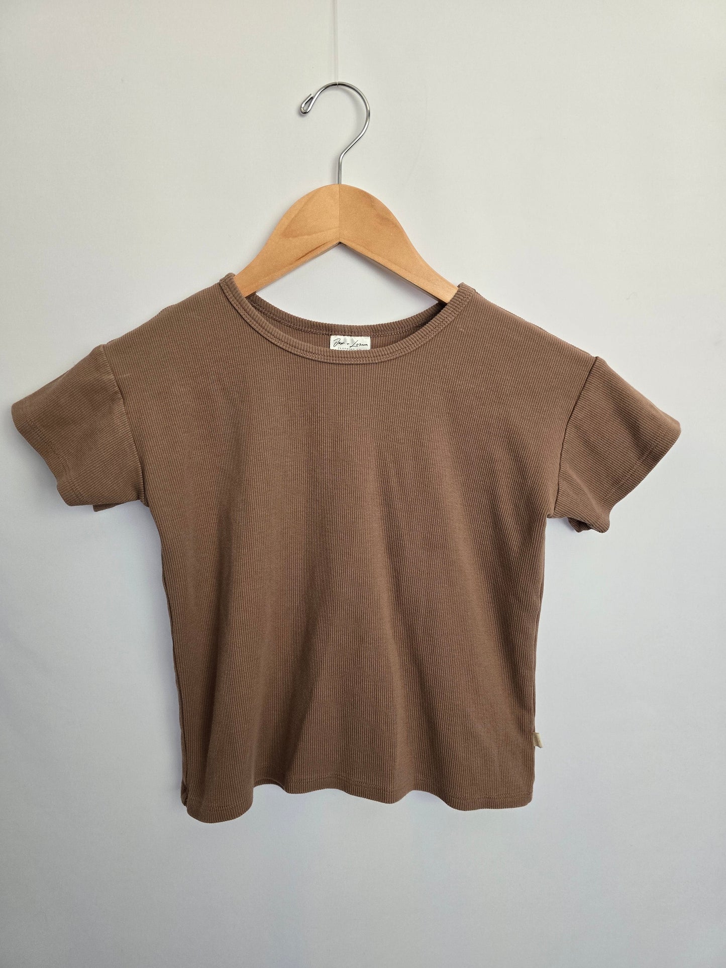 Jax & Lennon Driftwood Ribbed Boxy Tee • 4-5 years