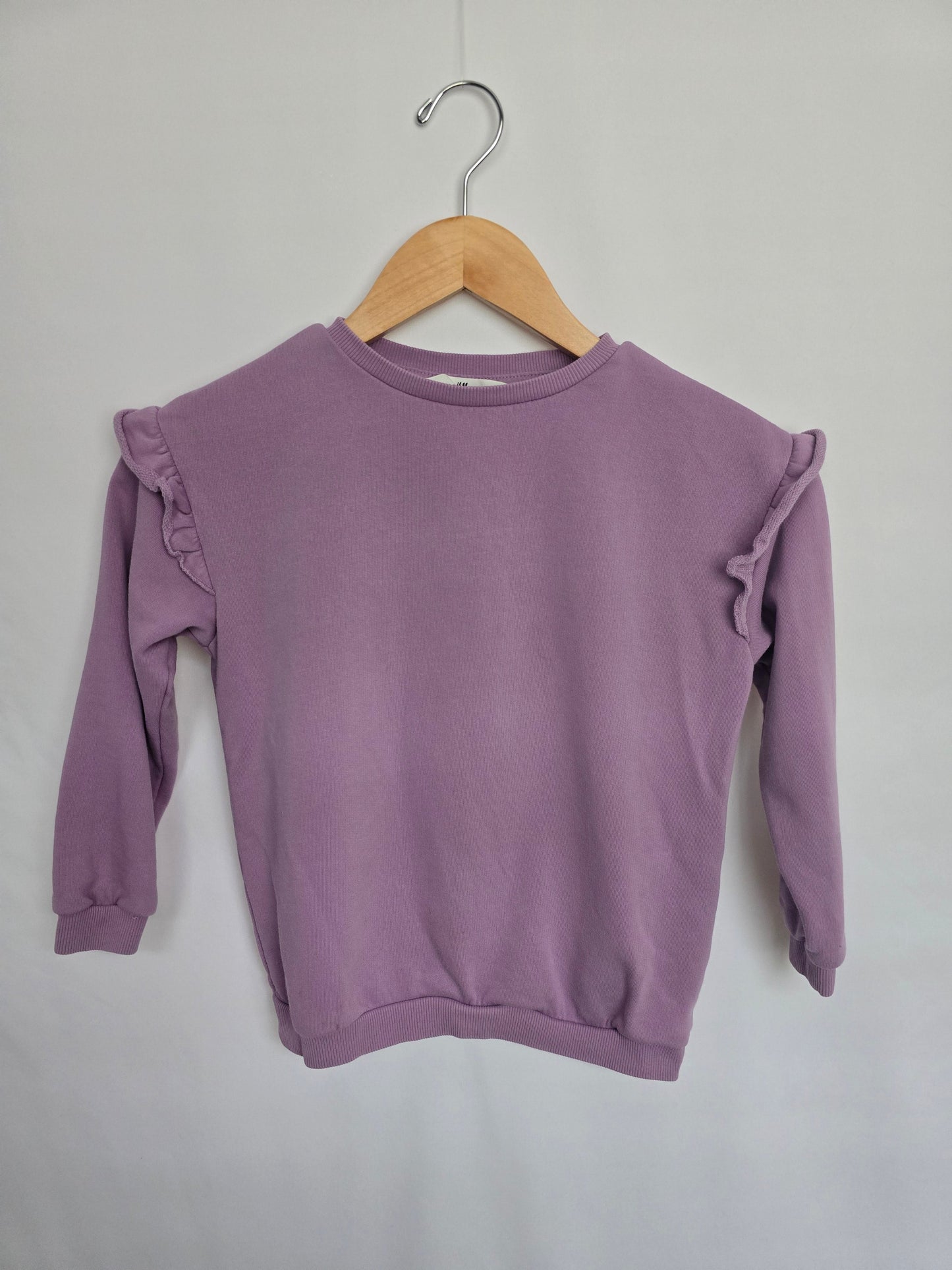 H&M Purple Ruffle Shoulder Crewneck • 5-6 years