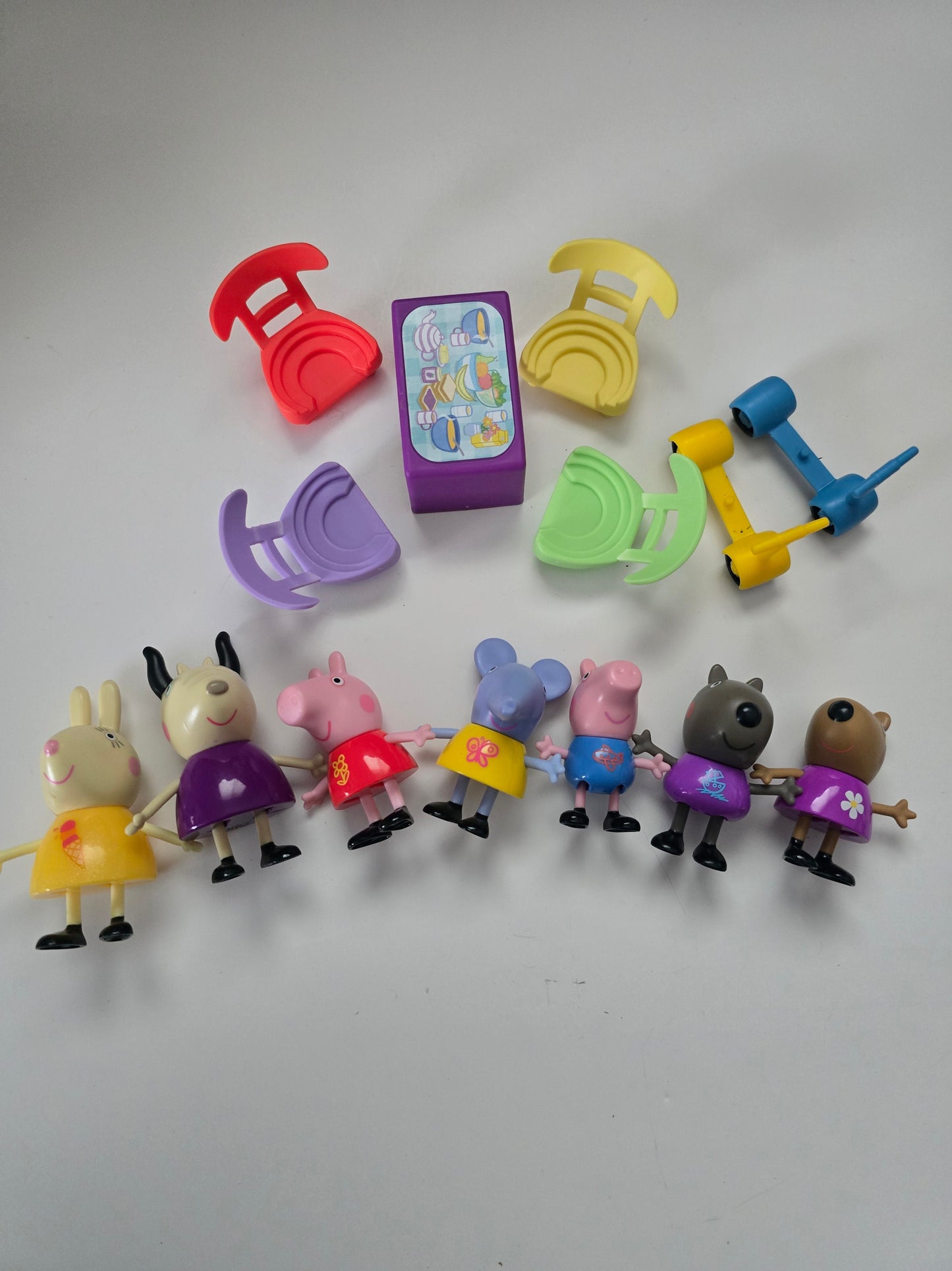 Peppa Pig Figures, Table, Chairs, and Scooters
