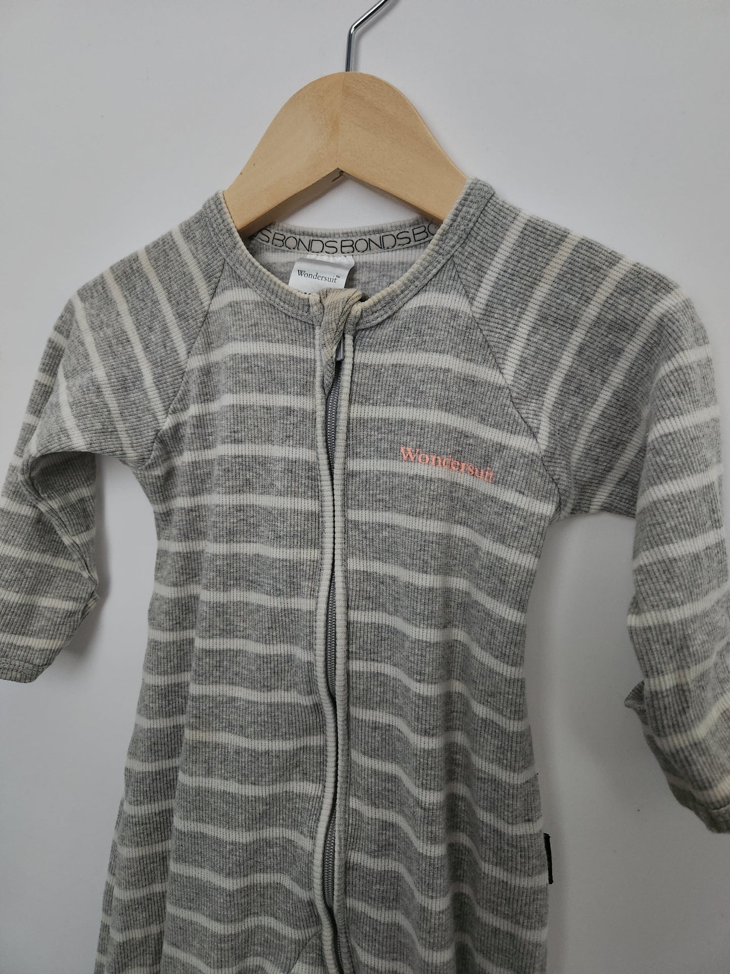 PLAY Bonds Grey Striped Wondersuit • 6-12 months