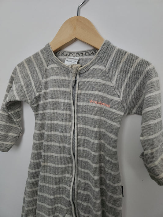 PLAY Bonds Grey Striped Wondersuit • 6-12 months