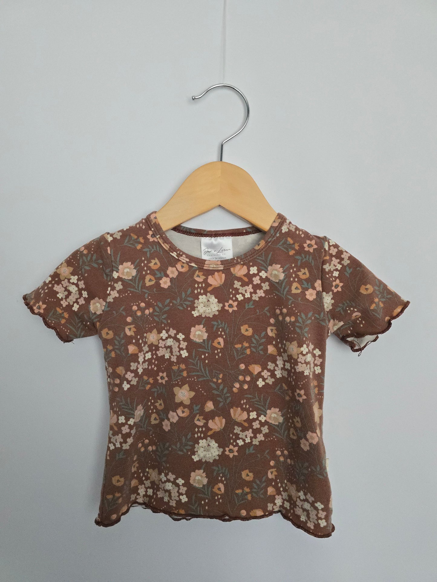 Jax & Lennon Autumn Floral Lettuce Hem T-shirt • 18-24 months