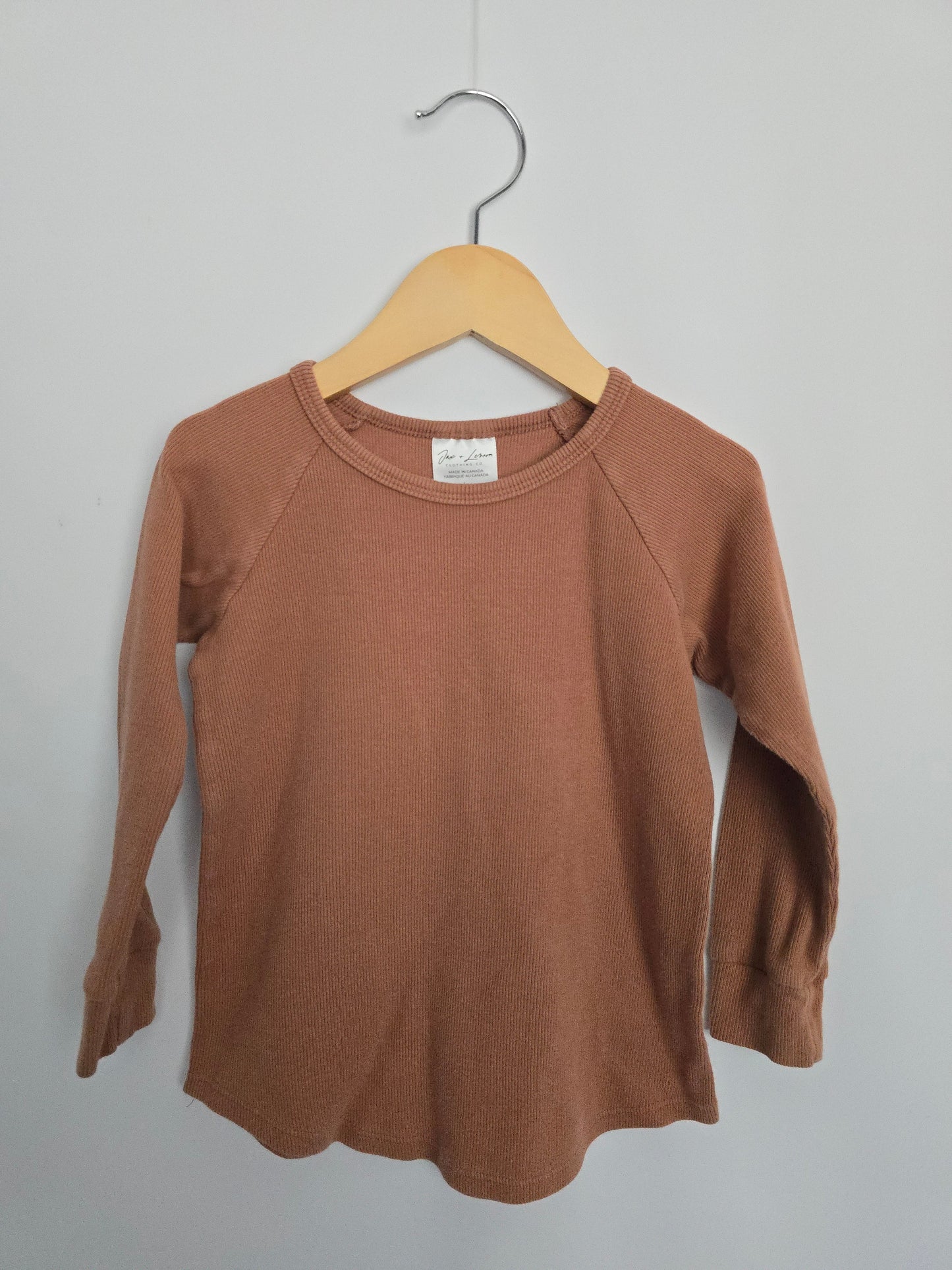 Jax & Lennon Burnt Orange Ribbed Long Sleeve Shirt • 3-4 years