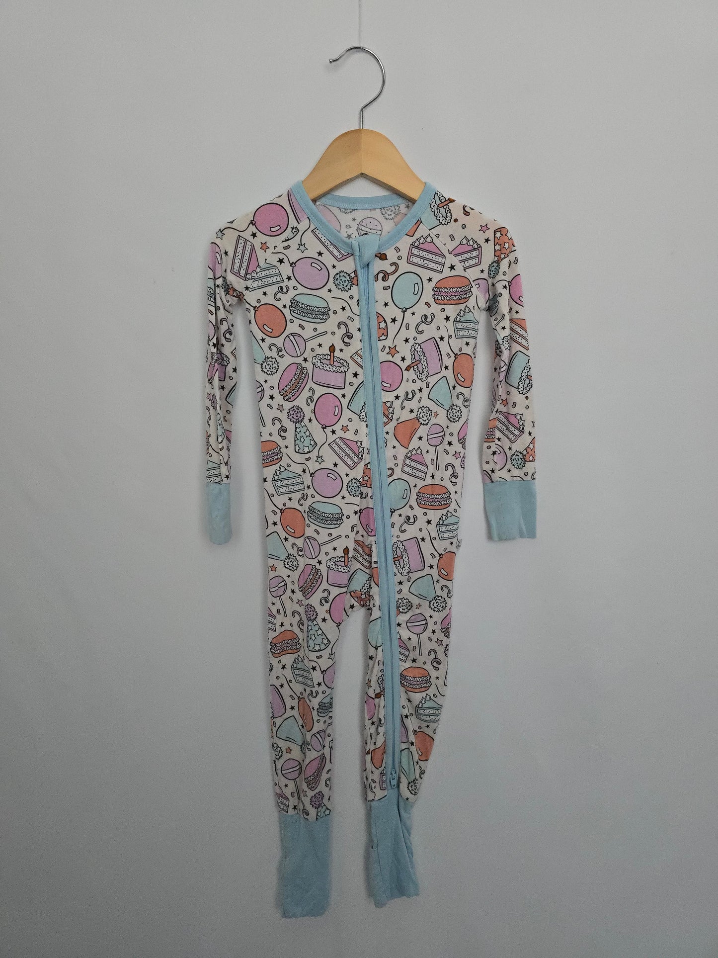 Monkeroos Pajamas Bamboo Celebration Zip Footie • 18-24 months