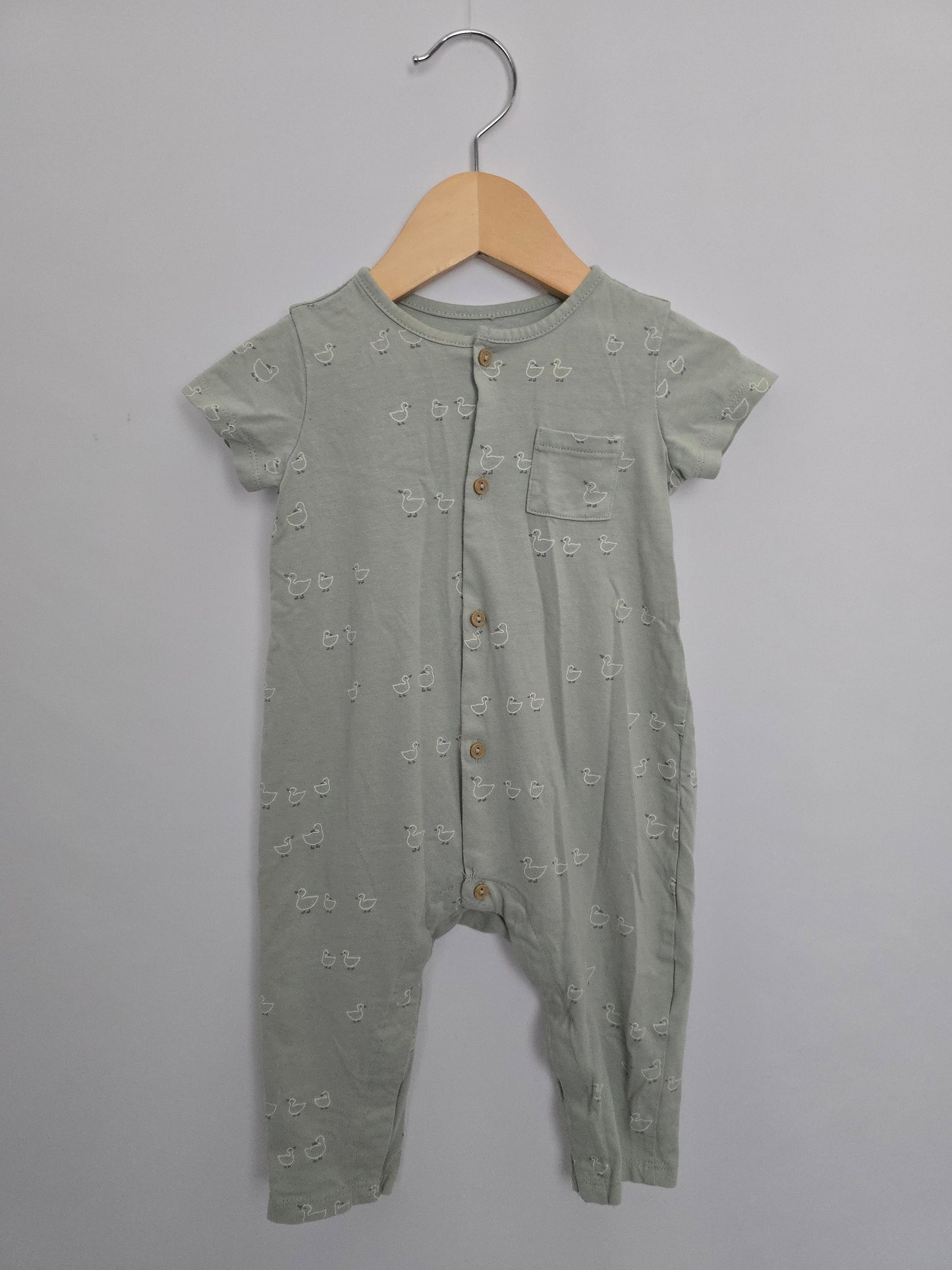 H&M Duckling Button Up Romper • 6-9 months
