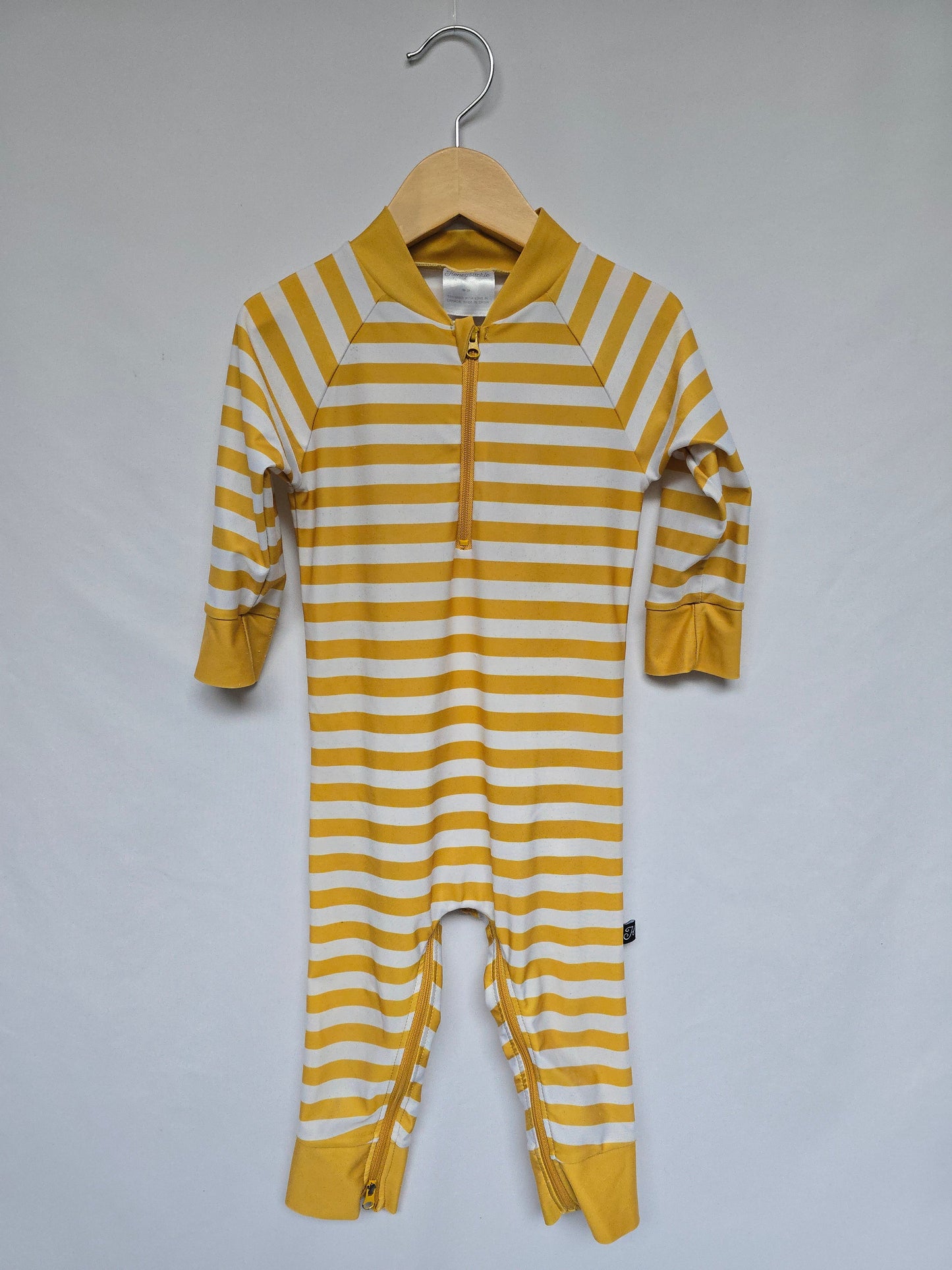 Honeysuckle Swim Yellow Stripe Sunsuit • 18-24 months