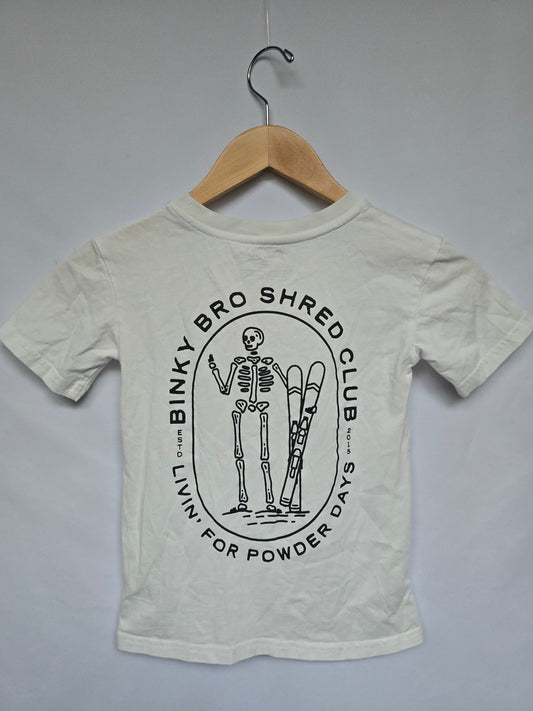 Binky Bro White Graphic Tee *stain* • 6 years