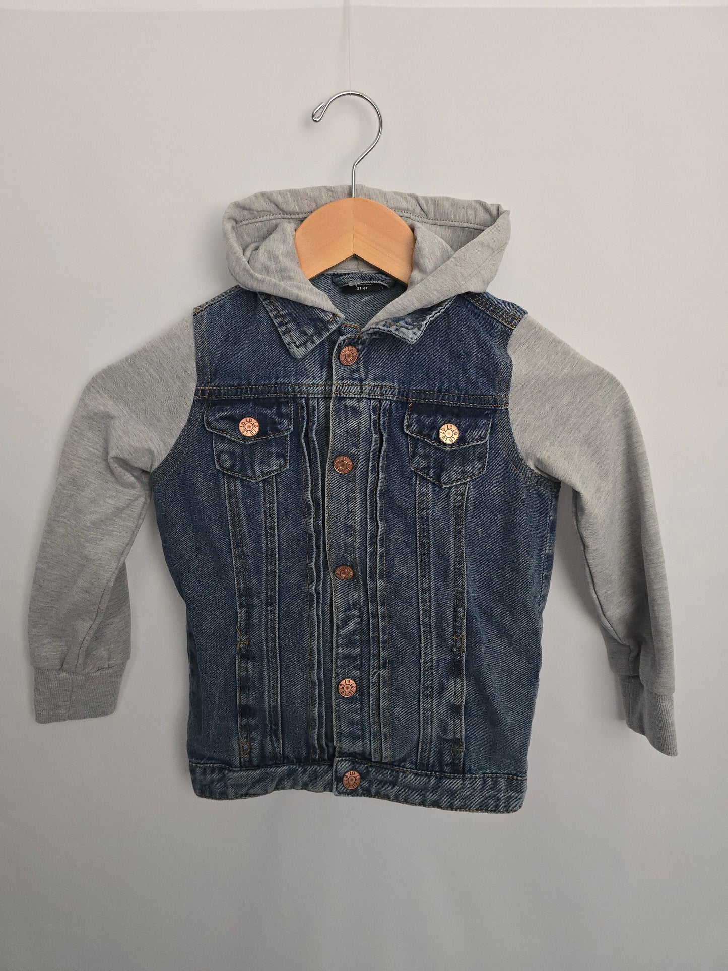 Little Bipsy Medium Wash Hooded Denim Jacket • 3-4 years