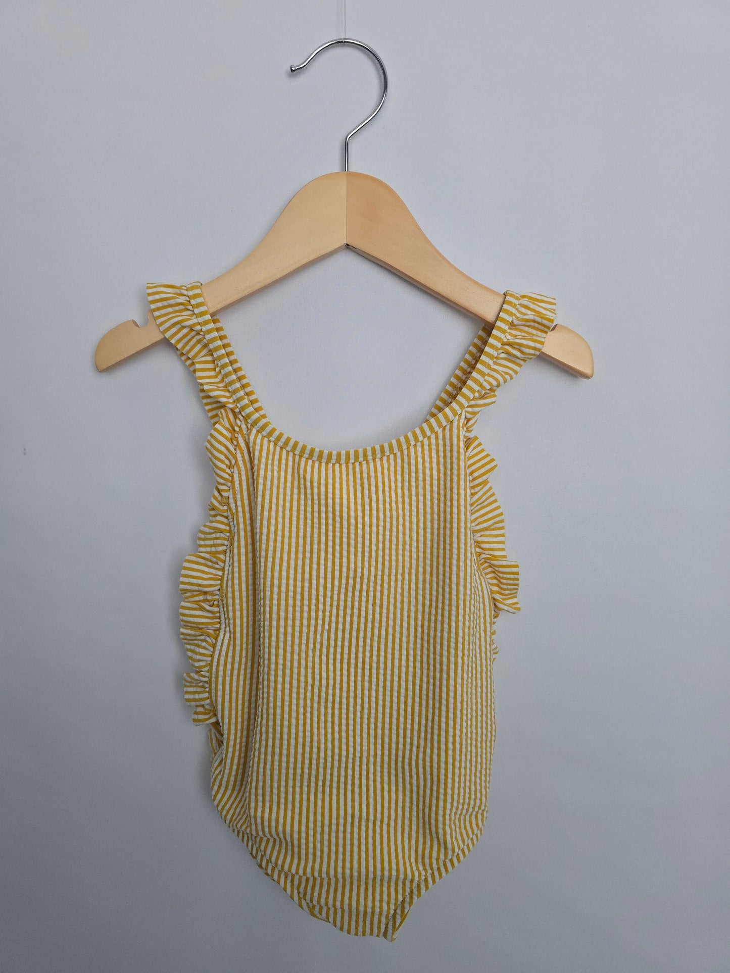 Zara Honey Stripe Ruffle Swimsuit • 2-3 years
