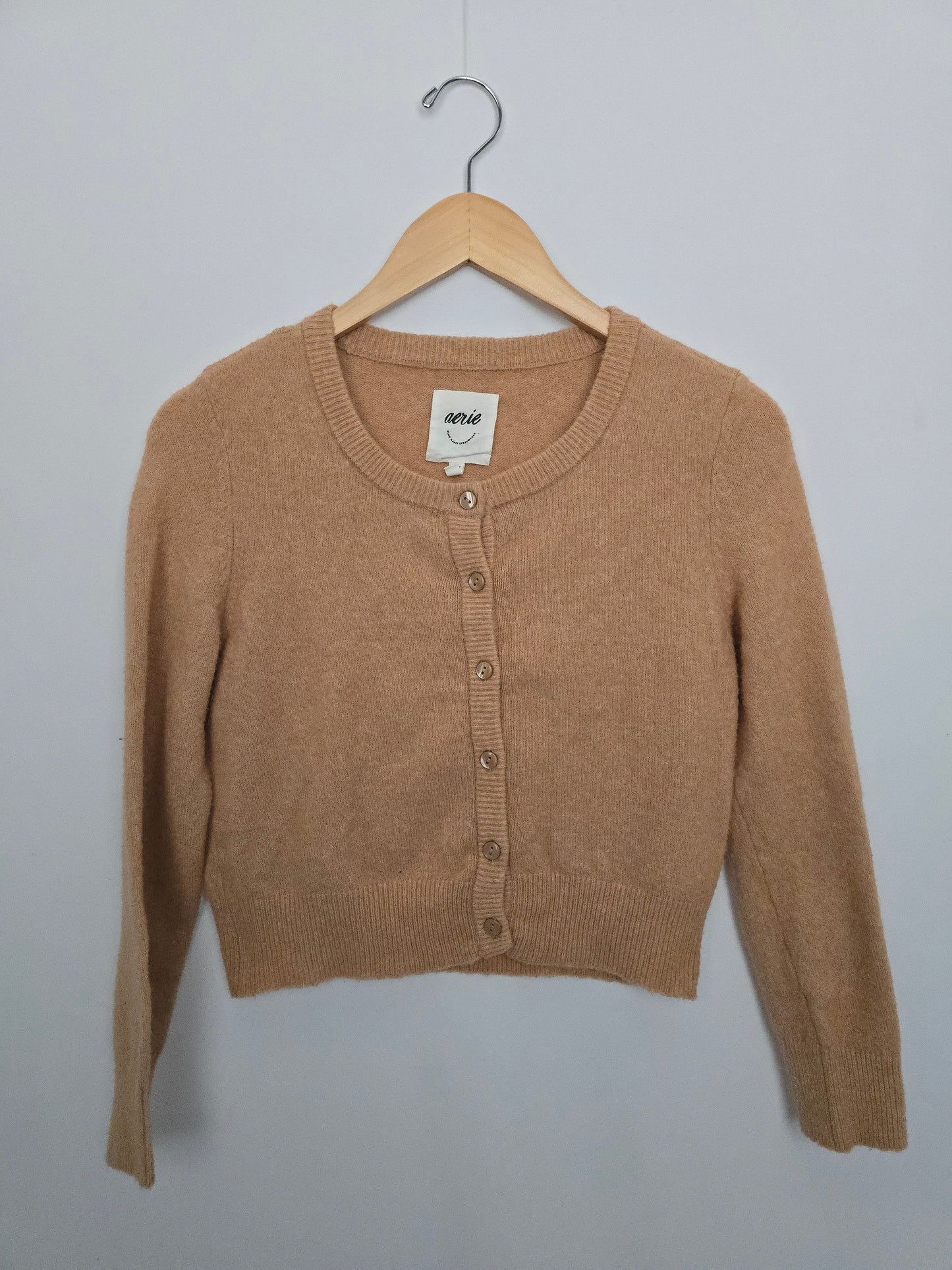Aerie Camel Soft Knit Cardigan • Medium