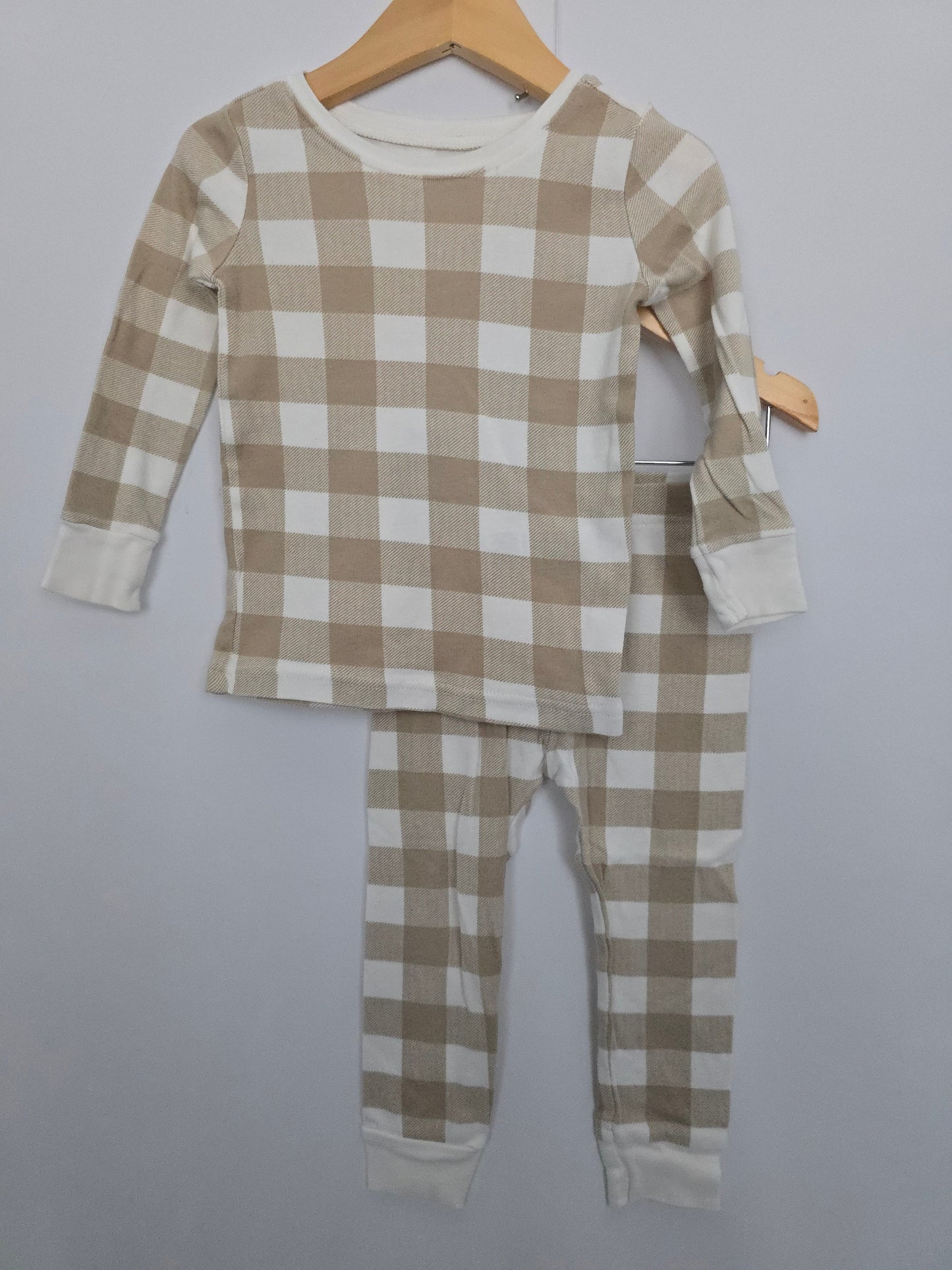 Old Navy Tan Gingham Pajamas • 2T