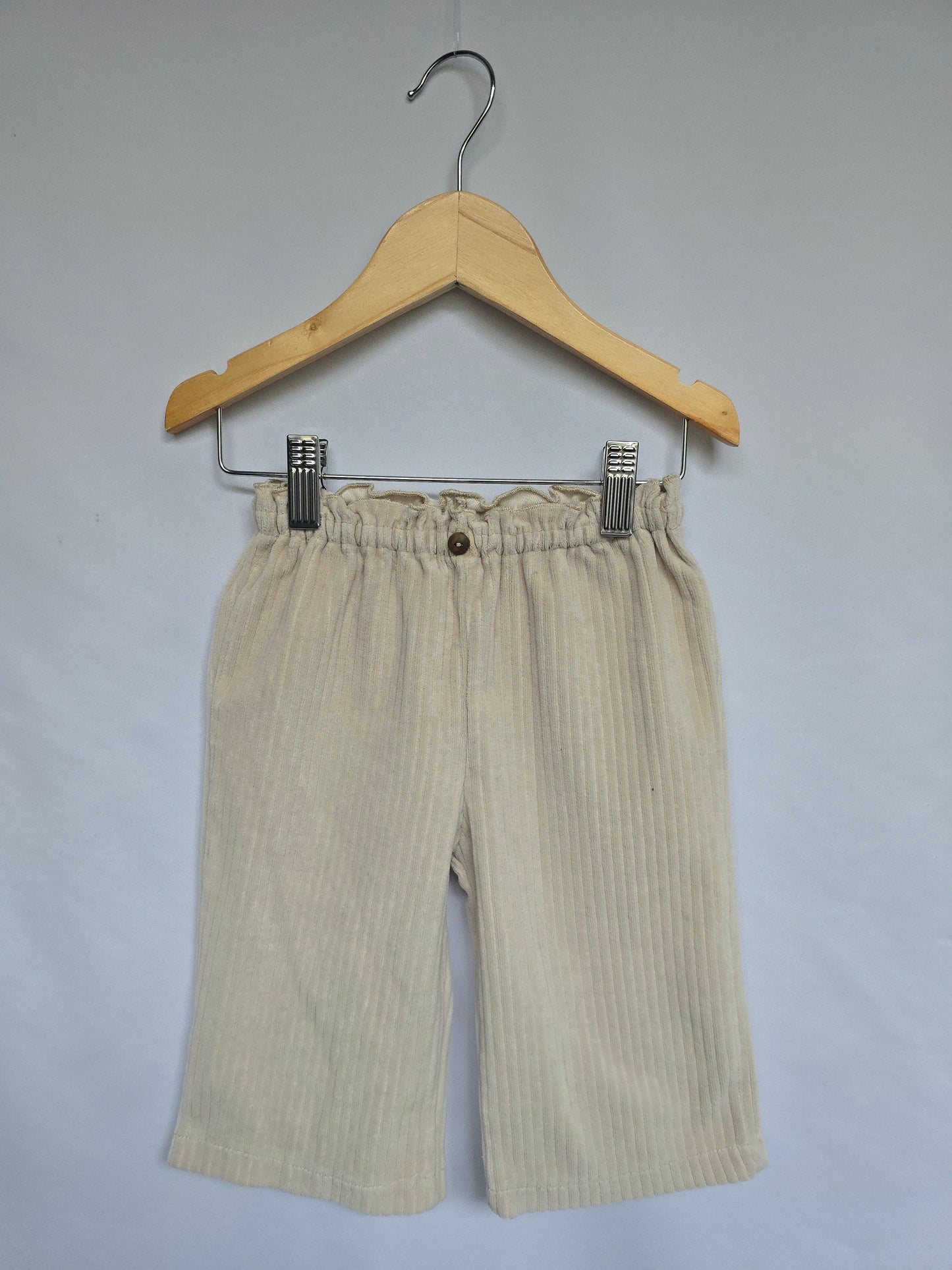 PLAY Zara Cream Soft Cord Wide Leg Pants • 18-24 months