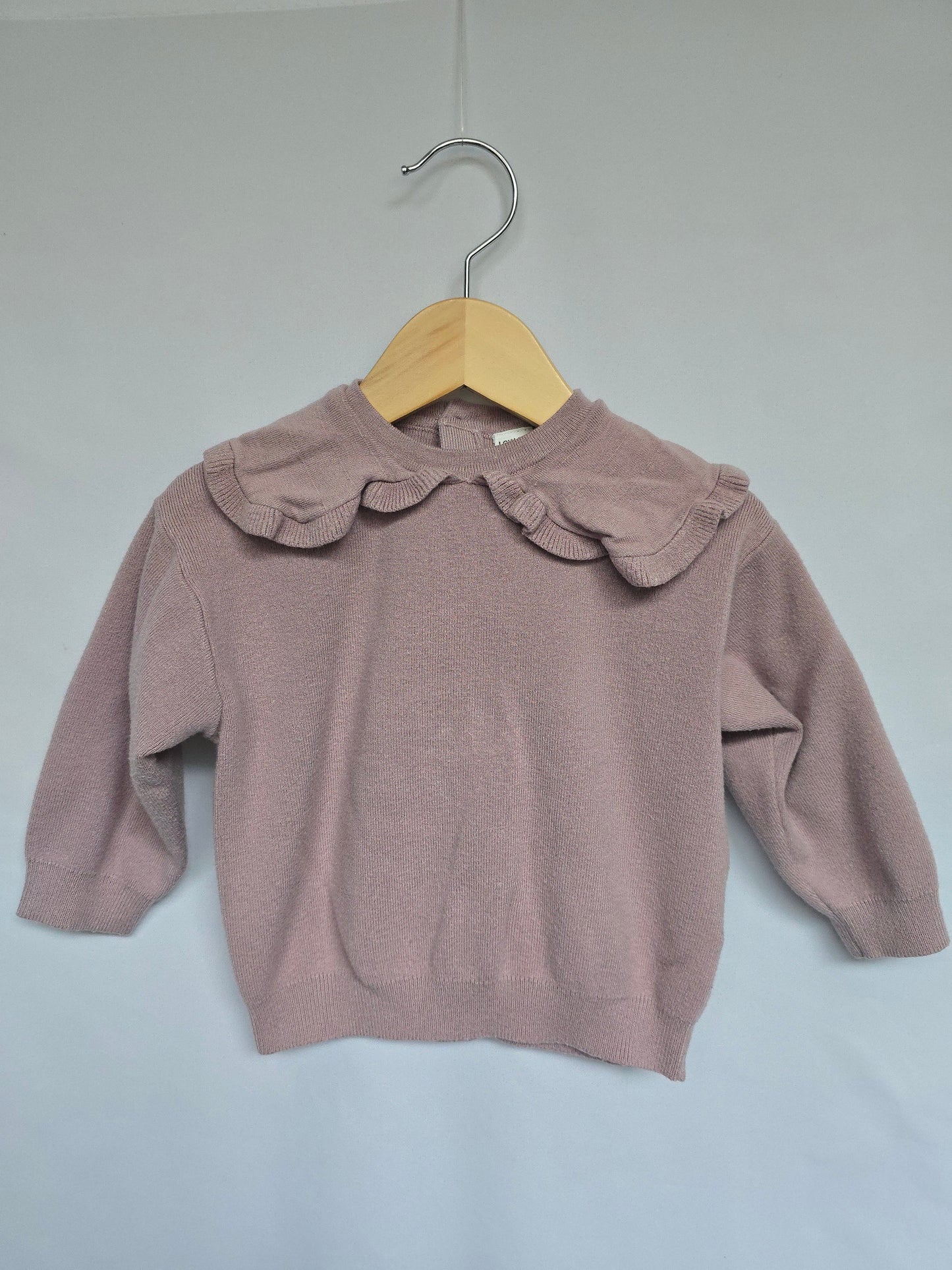 LC Waikiki Dusty Pink Collared Knit Sweater • 12-18 months