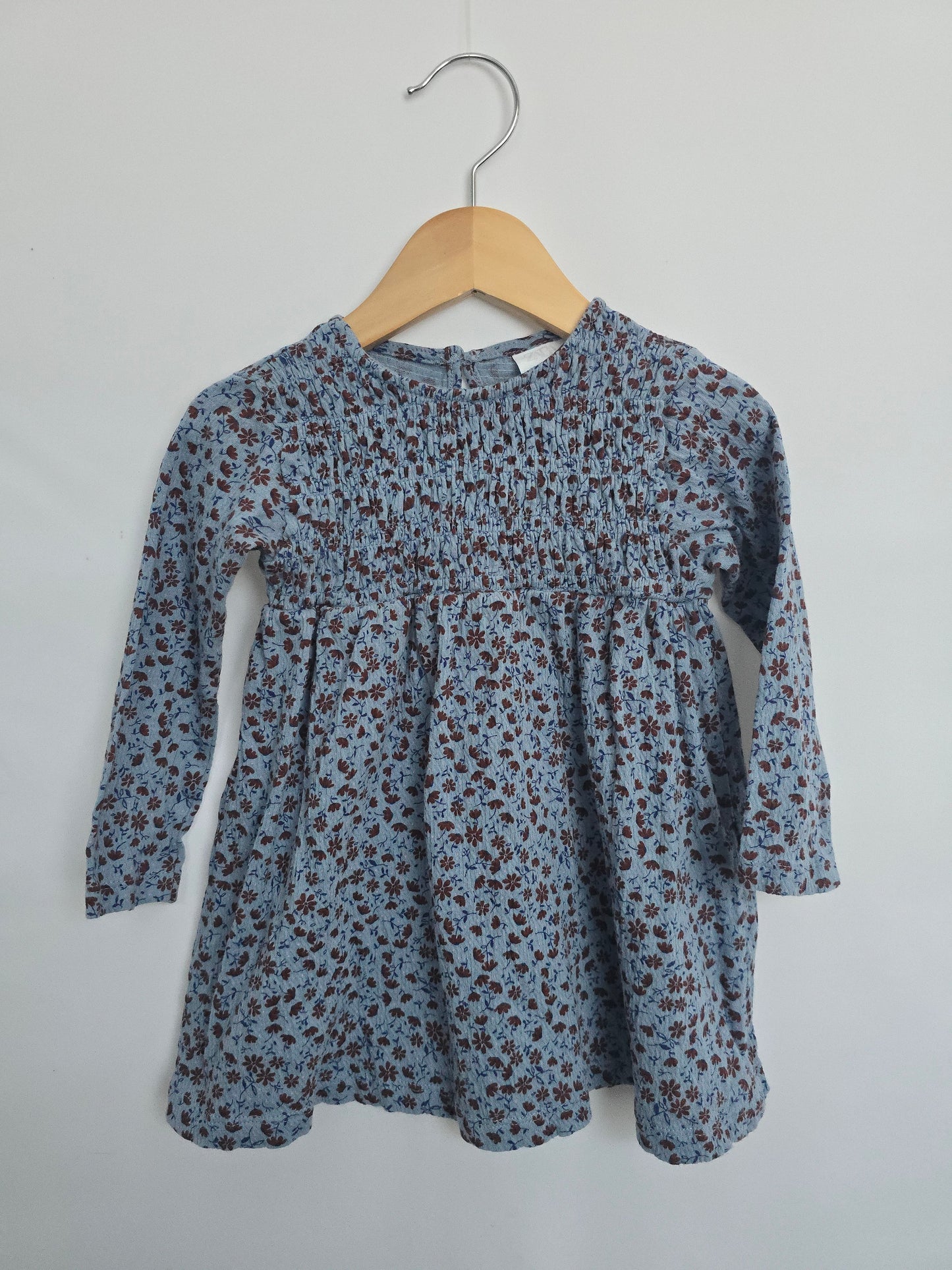 Zara Blue Floral Smocked Dress • 12-24 months