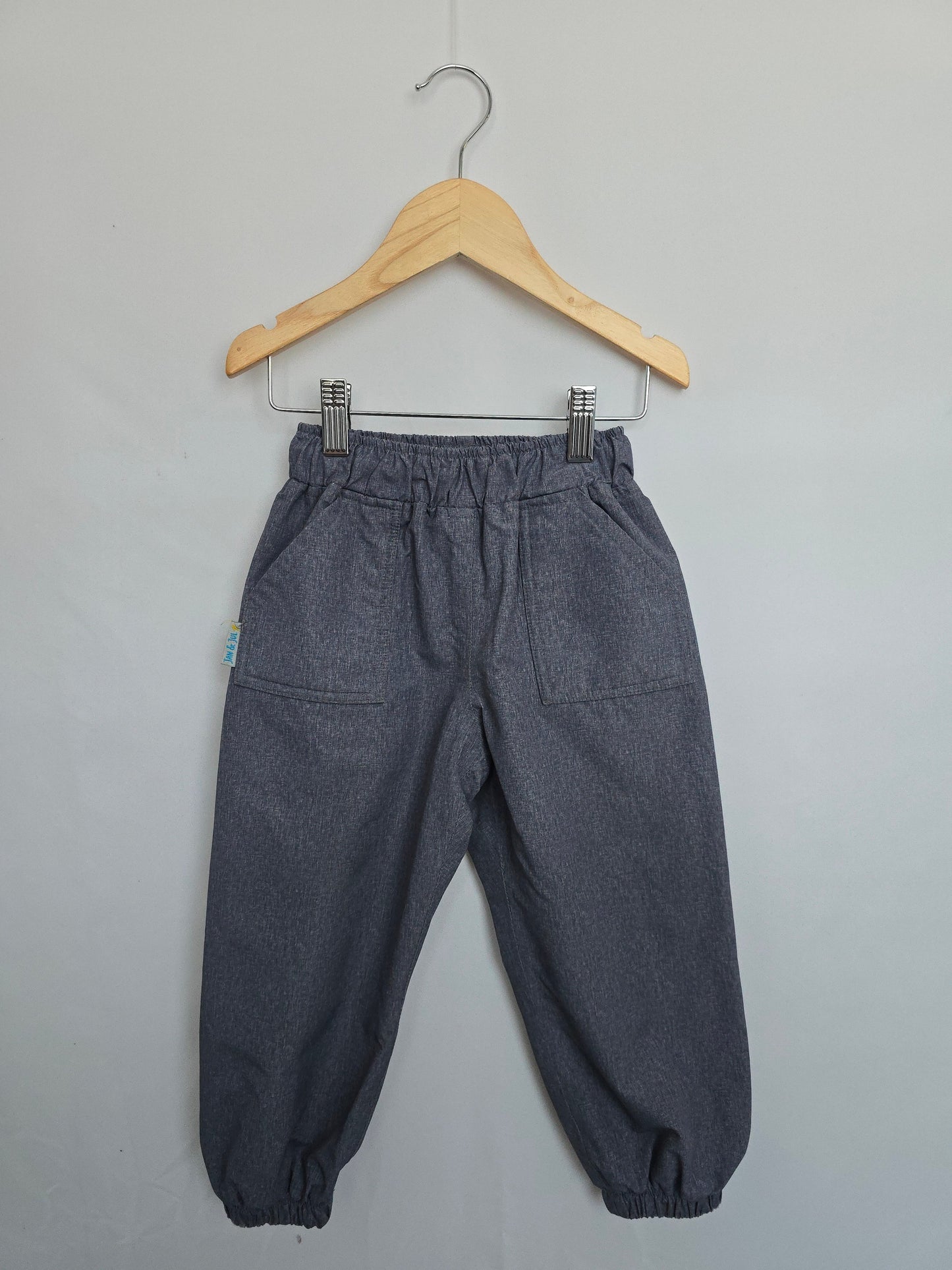 Jan & Jul Grey Blue Fleece Lined Rainpants • 2 years