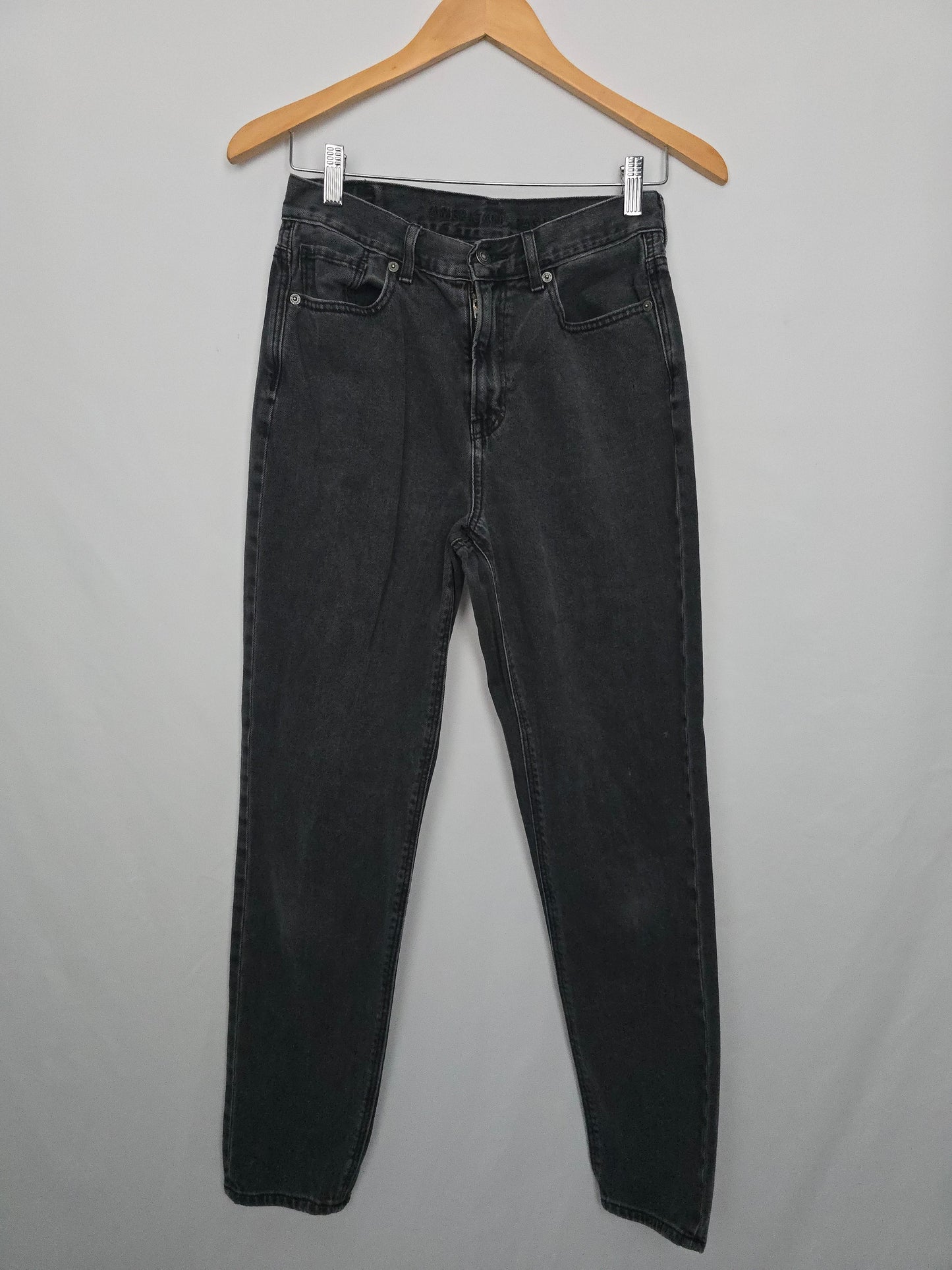 American Eagle Dark Grey Long Mom Jean • Small 4