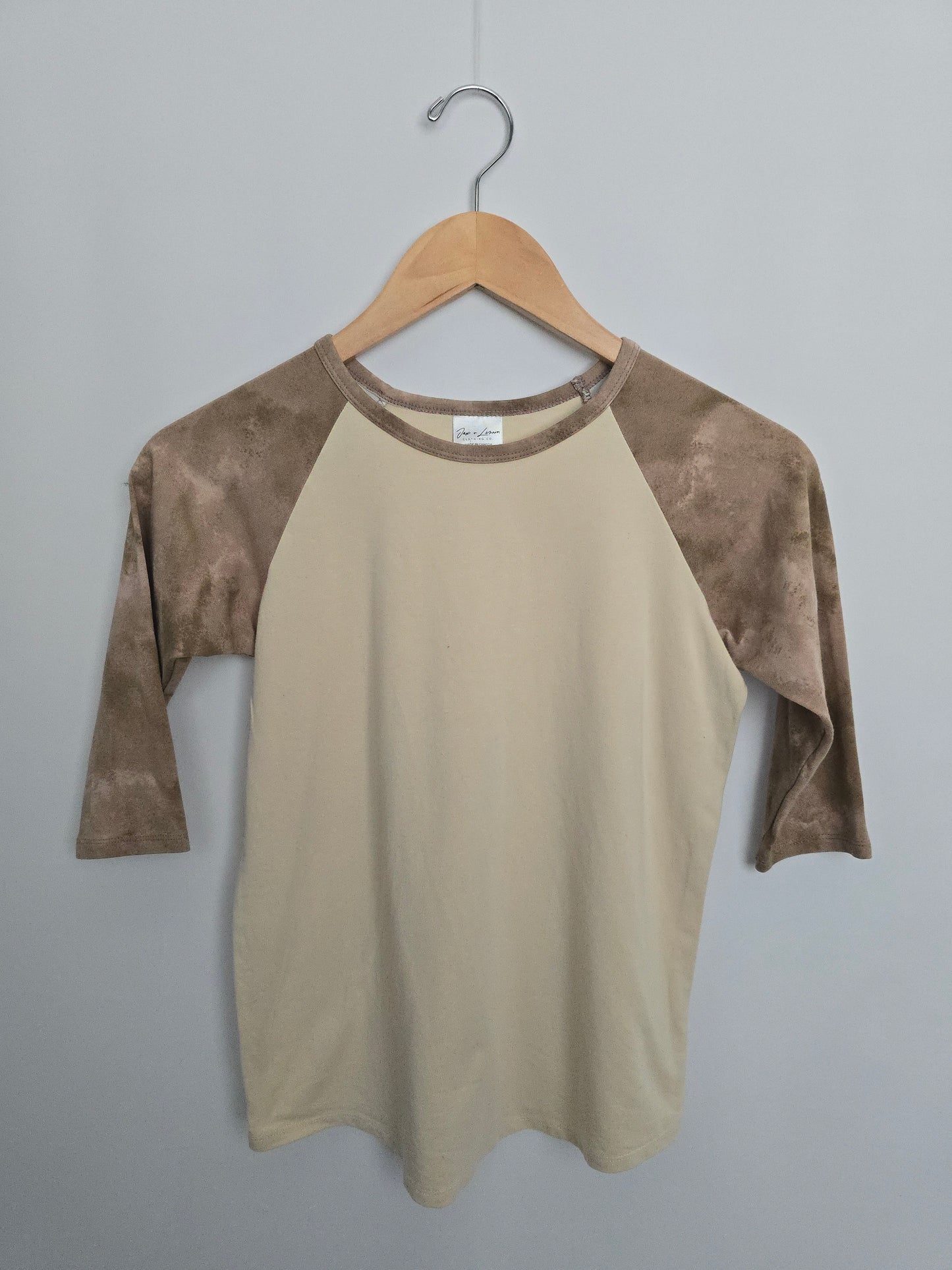 Jax & Lennon Tan Stonewash Raglan • Youth Medium 8-9 years