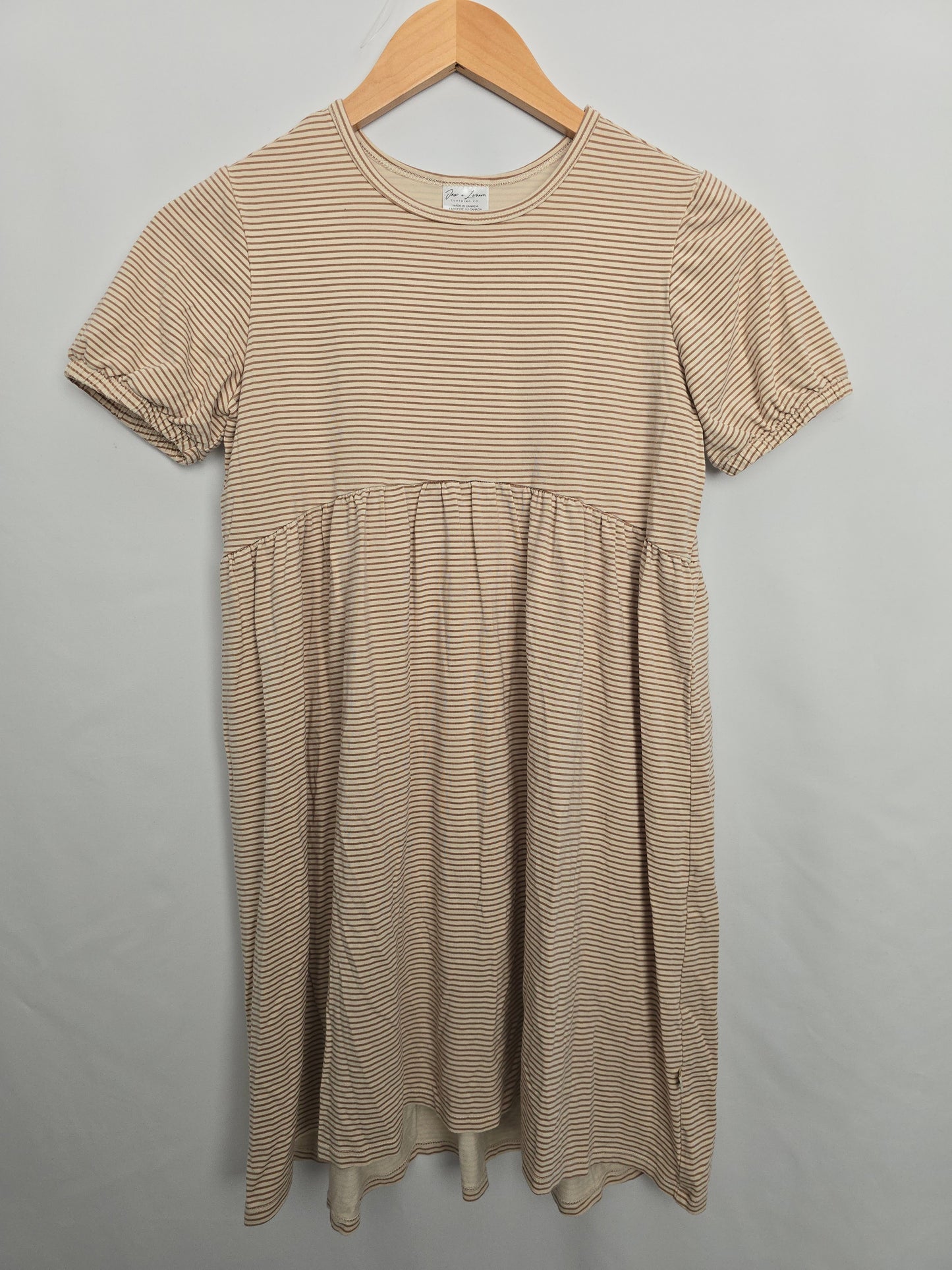 Jax & Lennon Latte Stripe Empire Dress • Youth X-Large 12-13 years