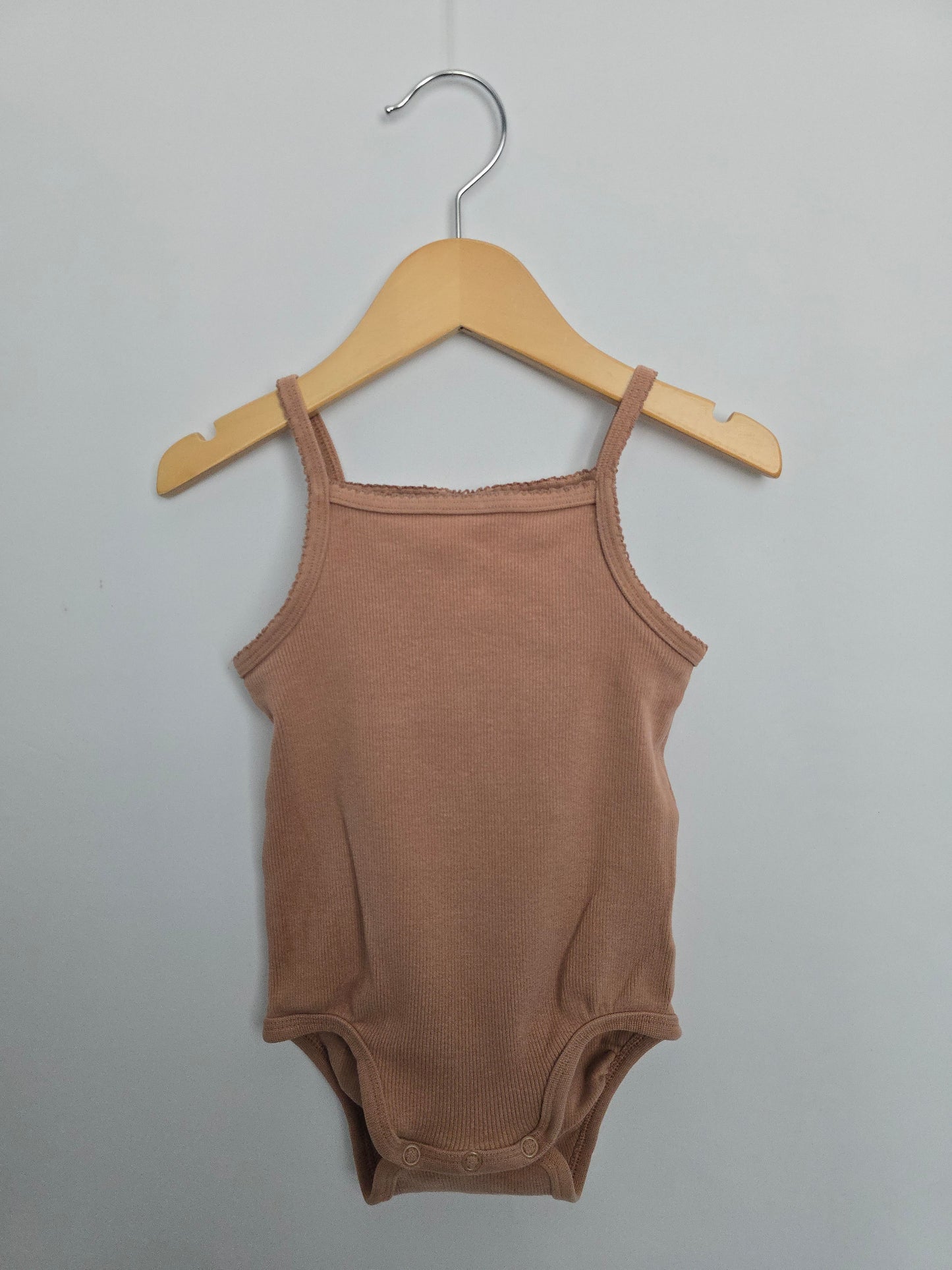 H&M Organic Cotton Tan Ribbed Tank Bodysuit • 12-18 months