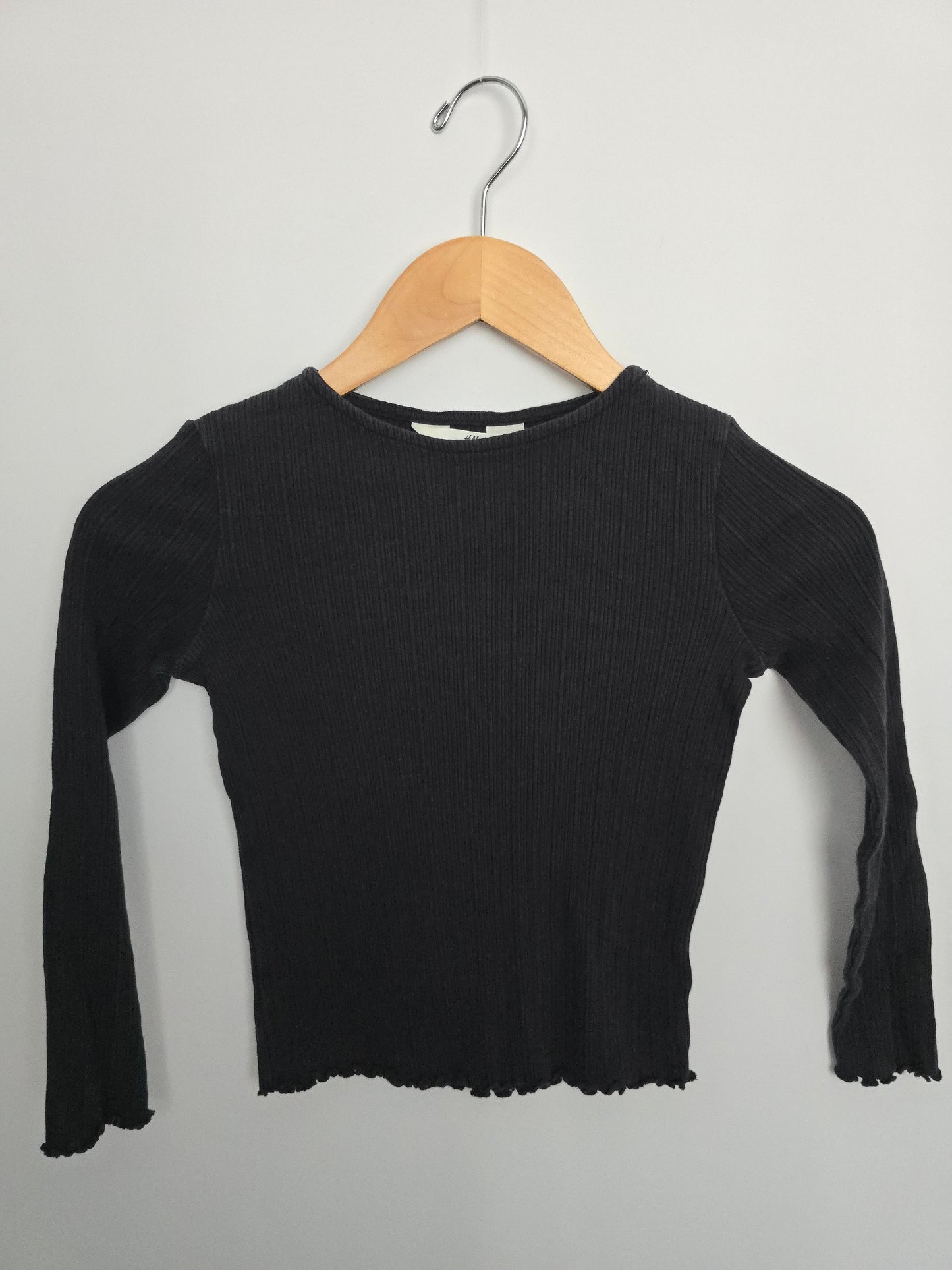 H&M Black Ribbed Boat Neck Long Sleeve • 8-10 years