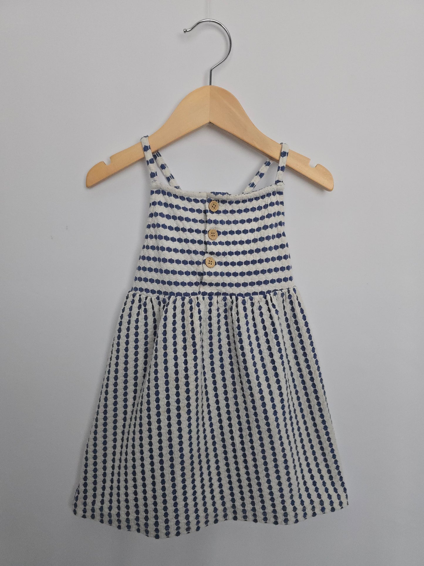 Primark Blue Dotted Lines Tank Dress • 18-24 months