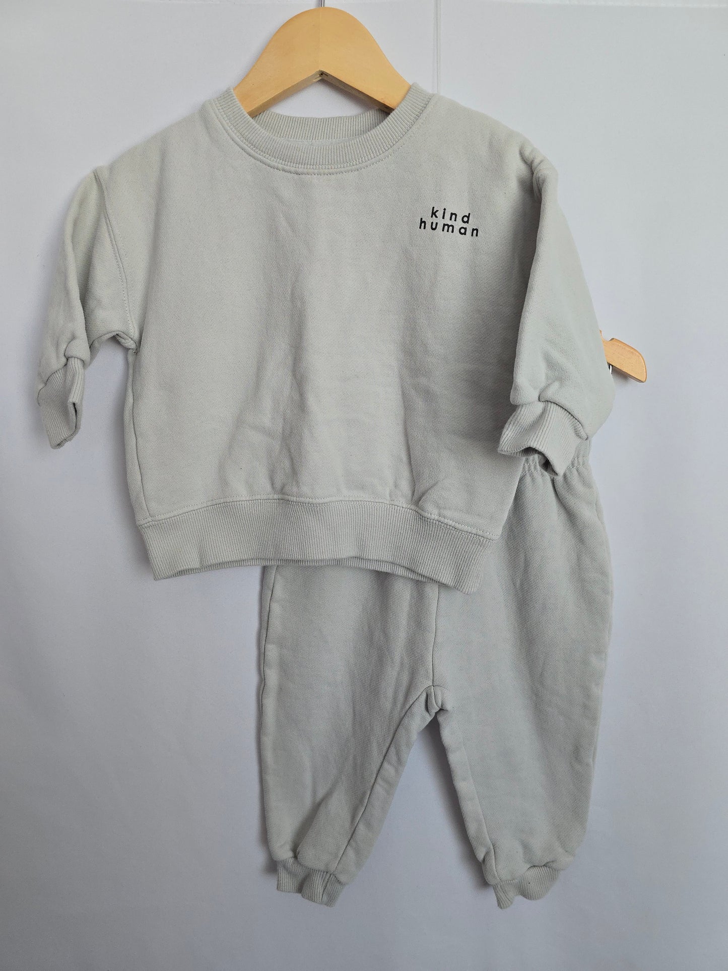 The Littlest Sage Kind Human Crewneck & Joggers Set • 6-12 months