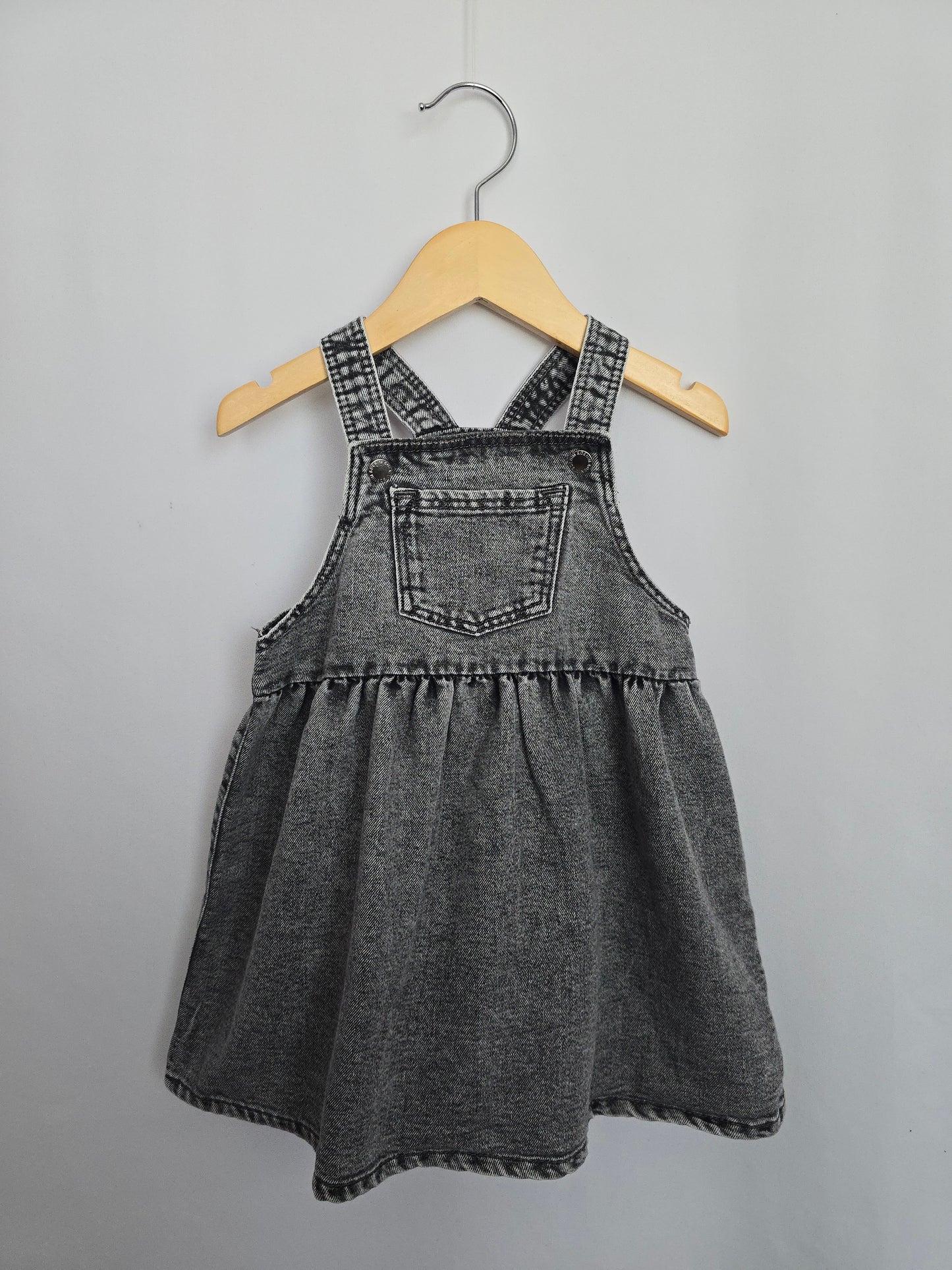 H&M Dark Grey Denim Jumper Dress • 18-24 months