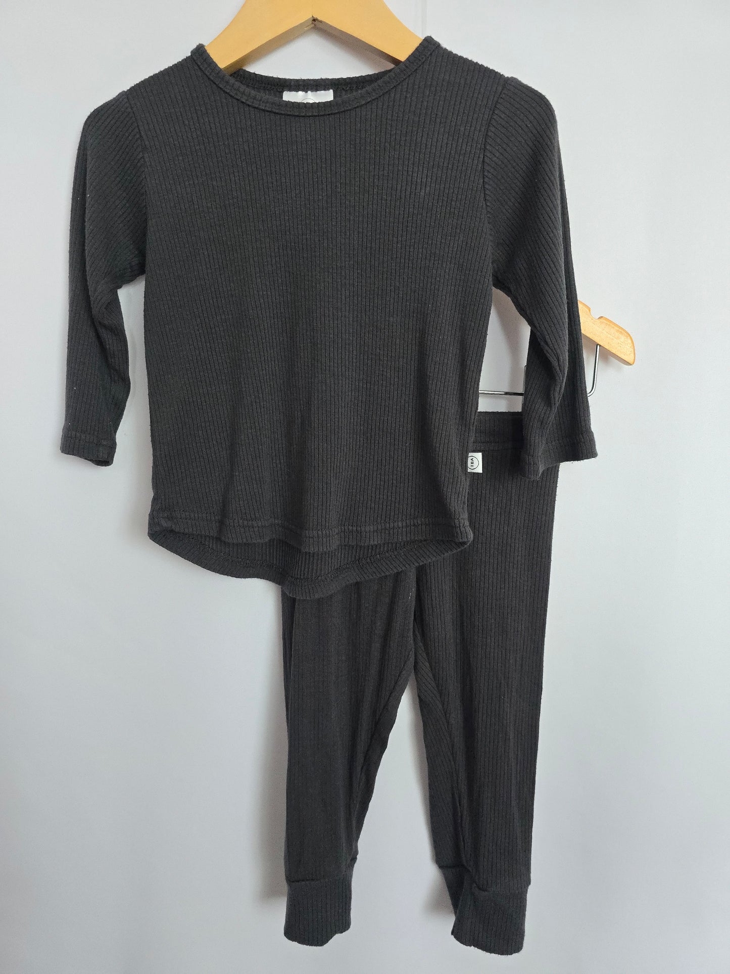 Tiny Button Apparel Charcoal Ribbed Lounge Suit • 6-12 months