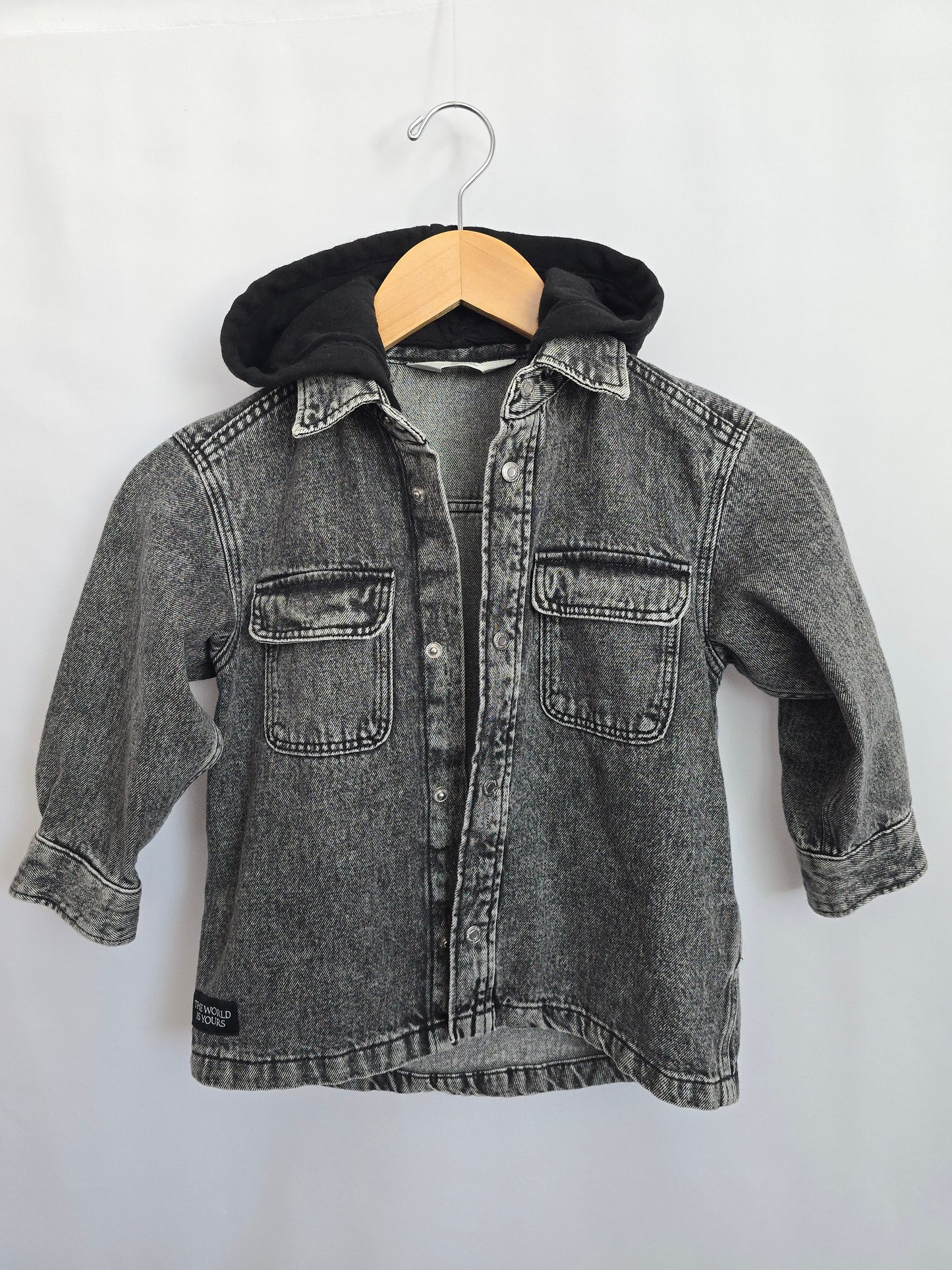 H&M Denim Grey Wash Shacket • 2-4 years