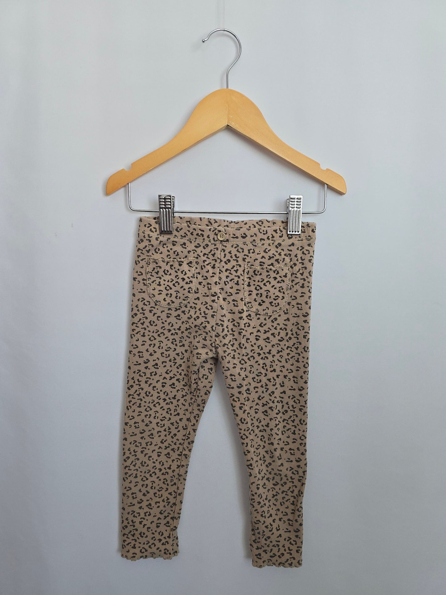 Zara Leopard Ribbed Leggings • 2-3 years