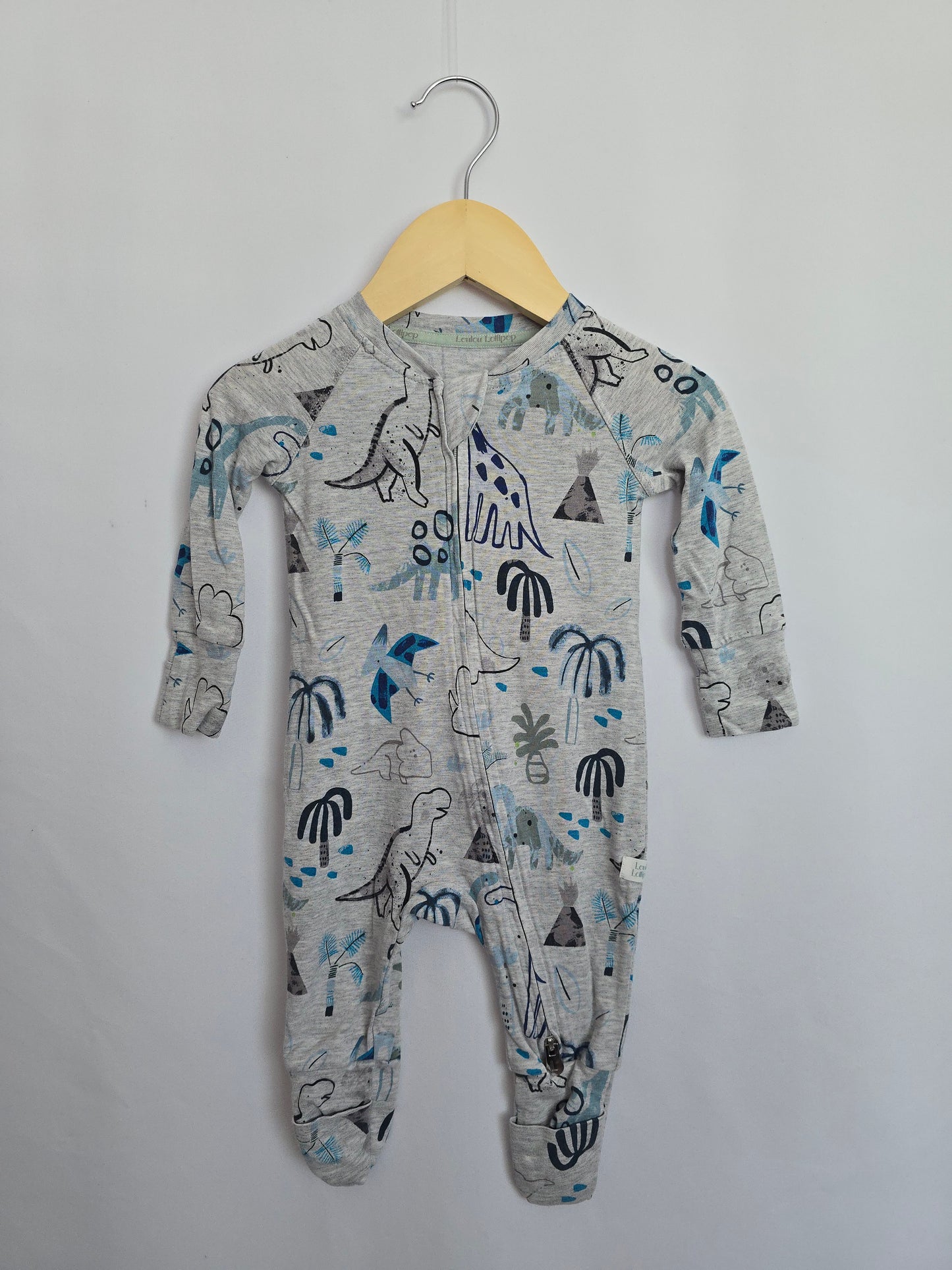 Loulou Lollipop Dino Zip Footie • 0-3 months